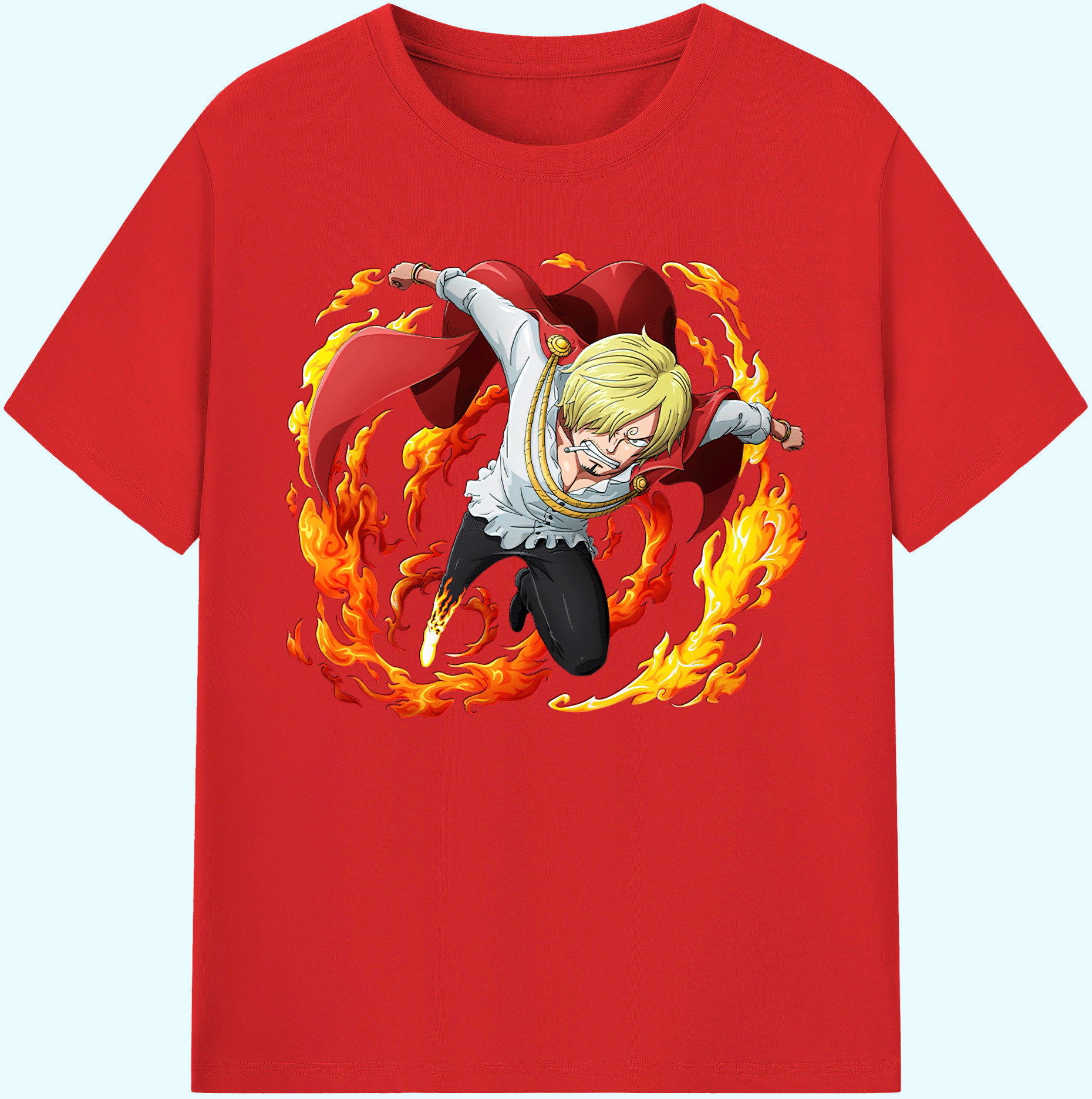 （画像用） ワンピース サンジ ONE PIECE Sanji 綿100％ メンズ半袖Tシャツ｜肌触りやわらか＆通気性