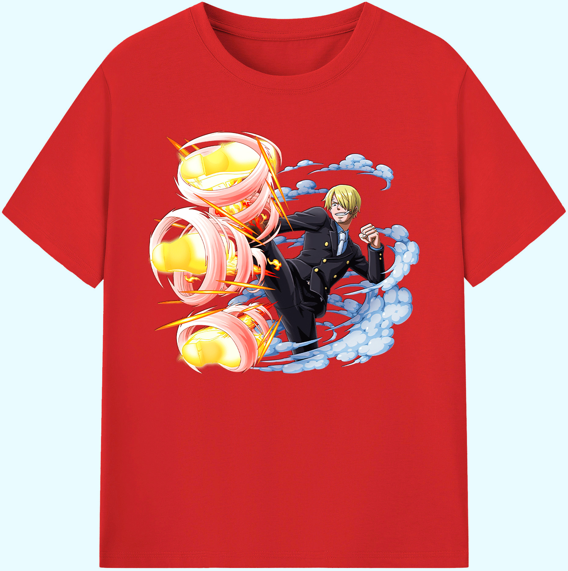 （画像用） ワンピース サンジ ONE PIECE Sanji 綿100％ メンズ半袖Tシャツ｜肌触りやわらか＆通気性