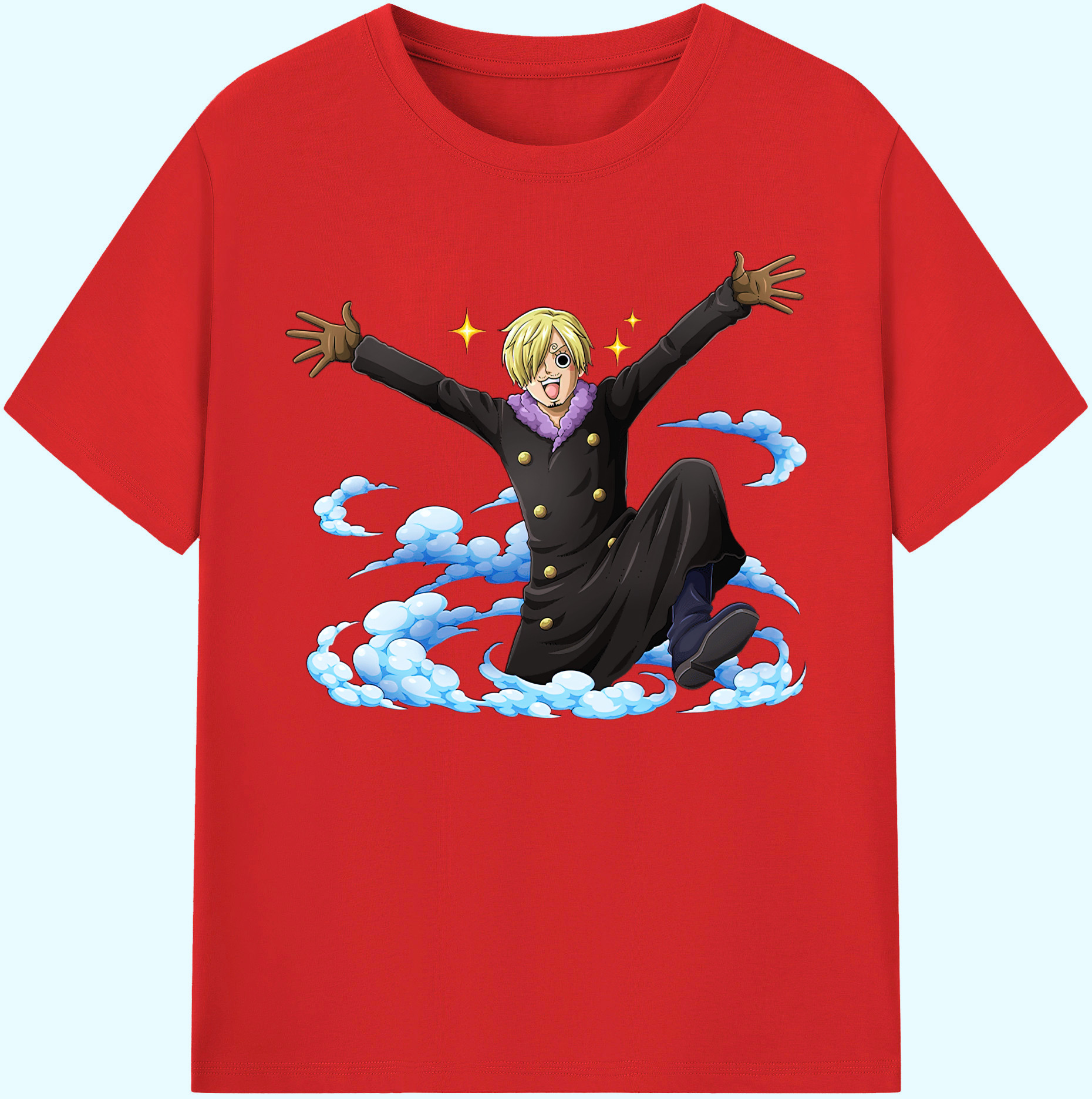 （画像用） ワンピース サンジ ONE PIECE Sanji 綿100％ メンズ半袖Tシャツ｜肌触りやわらか＆通気性