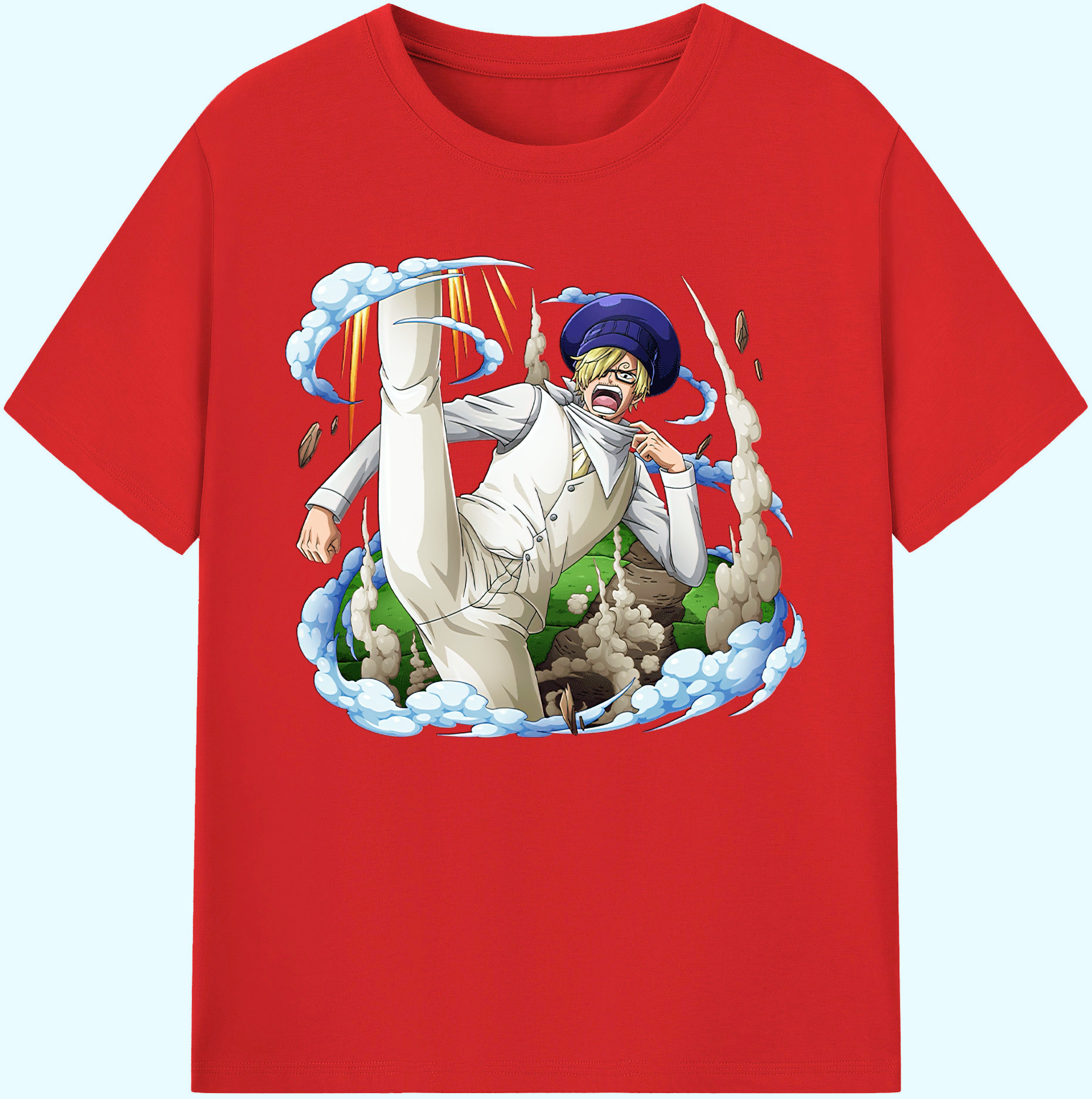 （画像用） ワンピース サンジ ONE PIECE Sanji 綿100％ メンズ半袖Tシャツ｜肌触りやわらか＆通気性