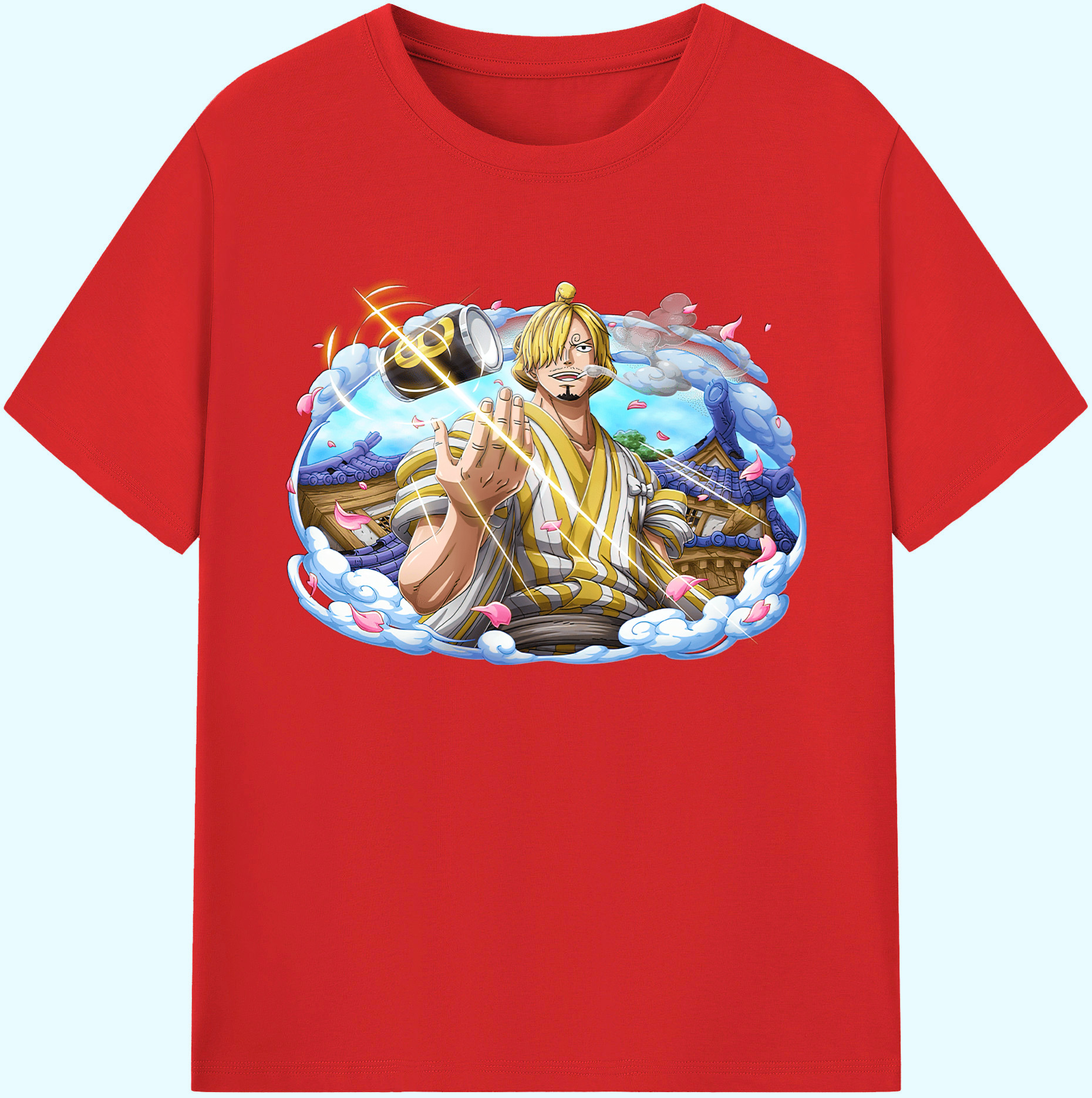 （画像用） ワンピース サンジ ONE PIECE Sanji 綿100％ メンズ半袖Tシャツ｜肌触りやわらか＆通気性