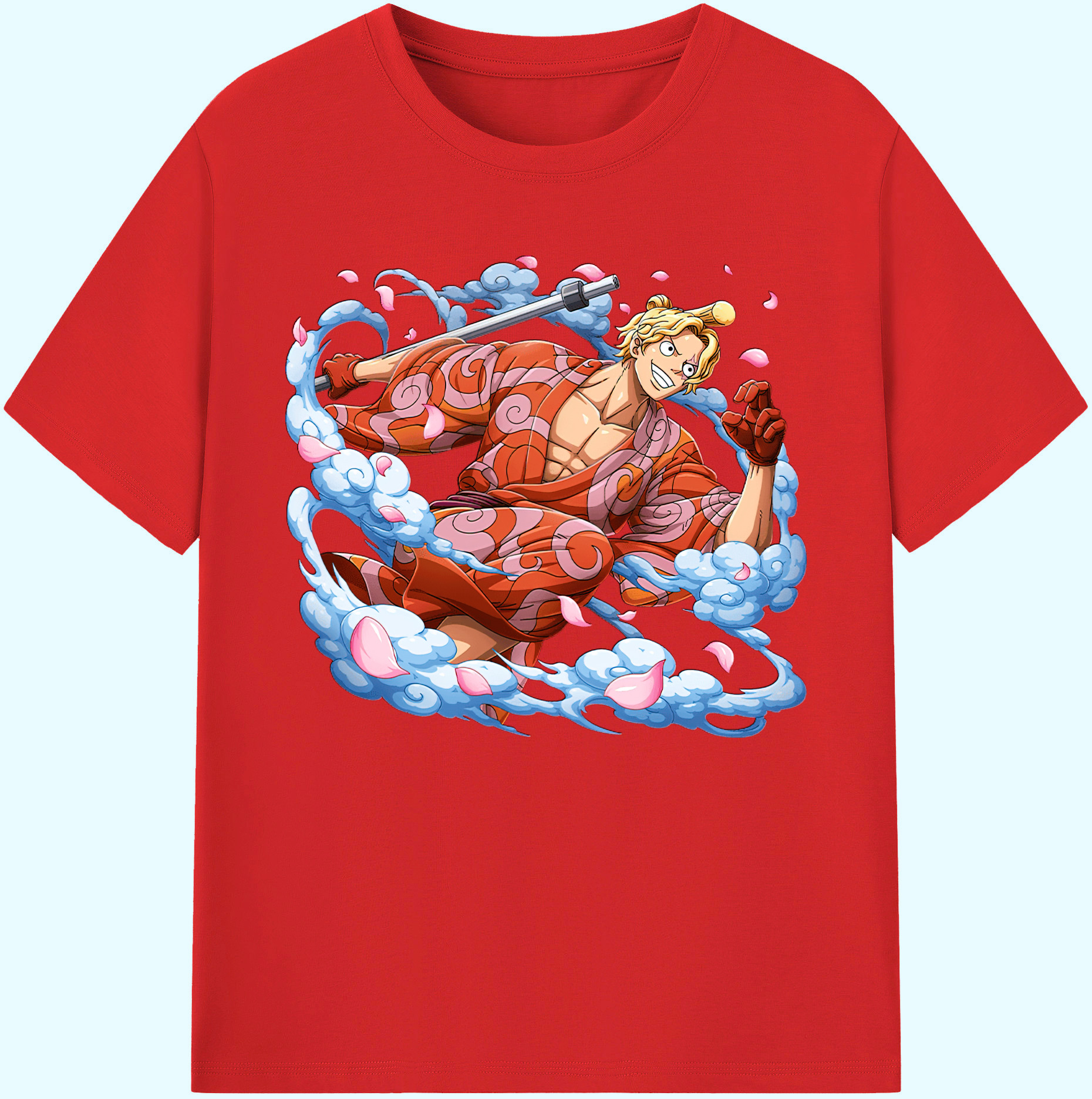 （画像用） ワンピース サンジ ONE PIECE Sanji 綿100％ メンズ半袖Tシャツ｜肌触りやわらか＆通気性