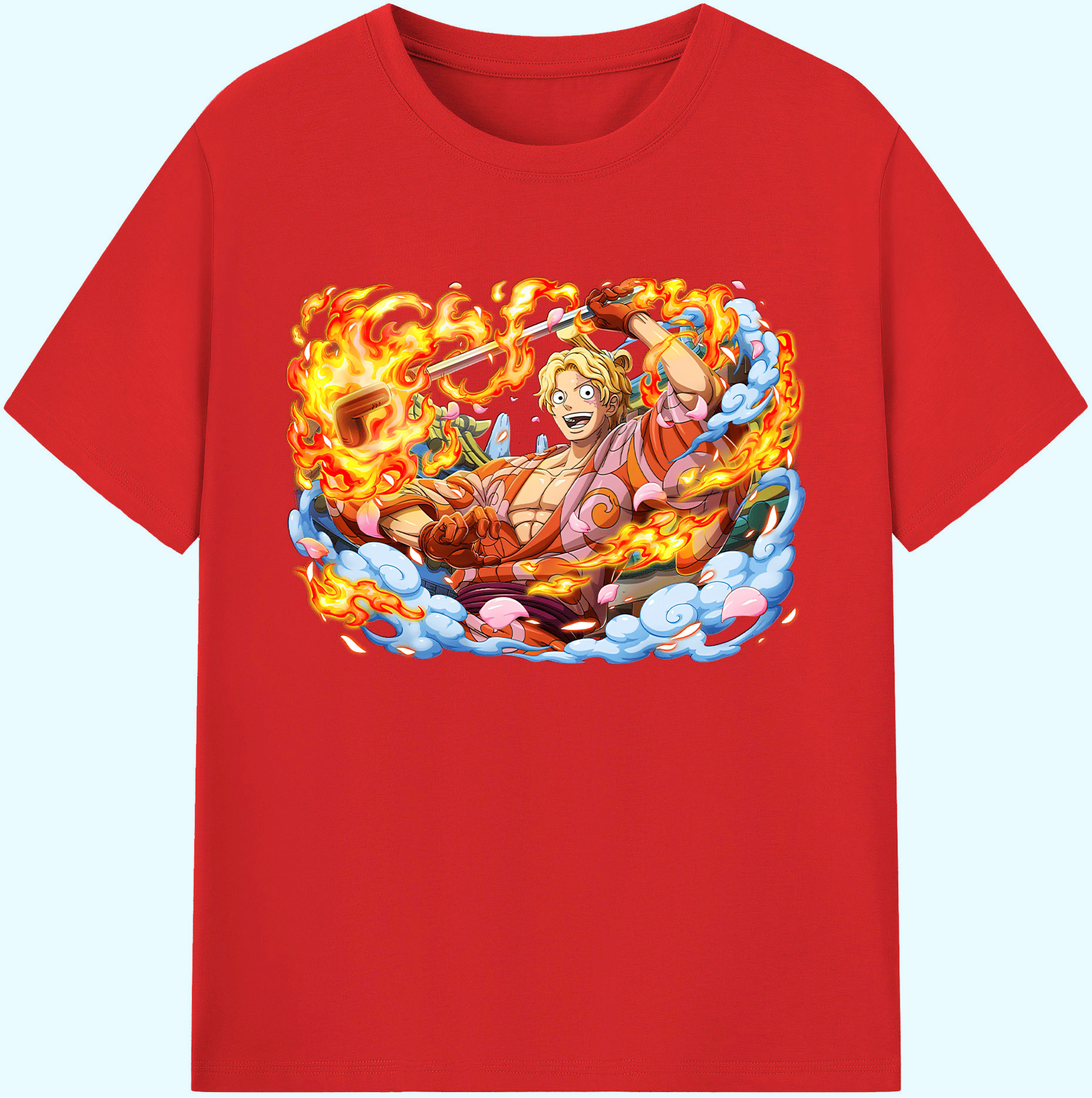 （画像用） ワンピース サンジ ONE PIECE Sanji 綿100％ メンズ半袖Tシャツ｜肌触りやわらか＆通気性