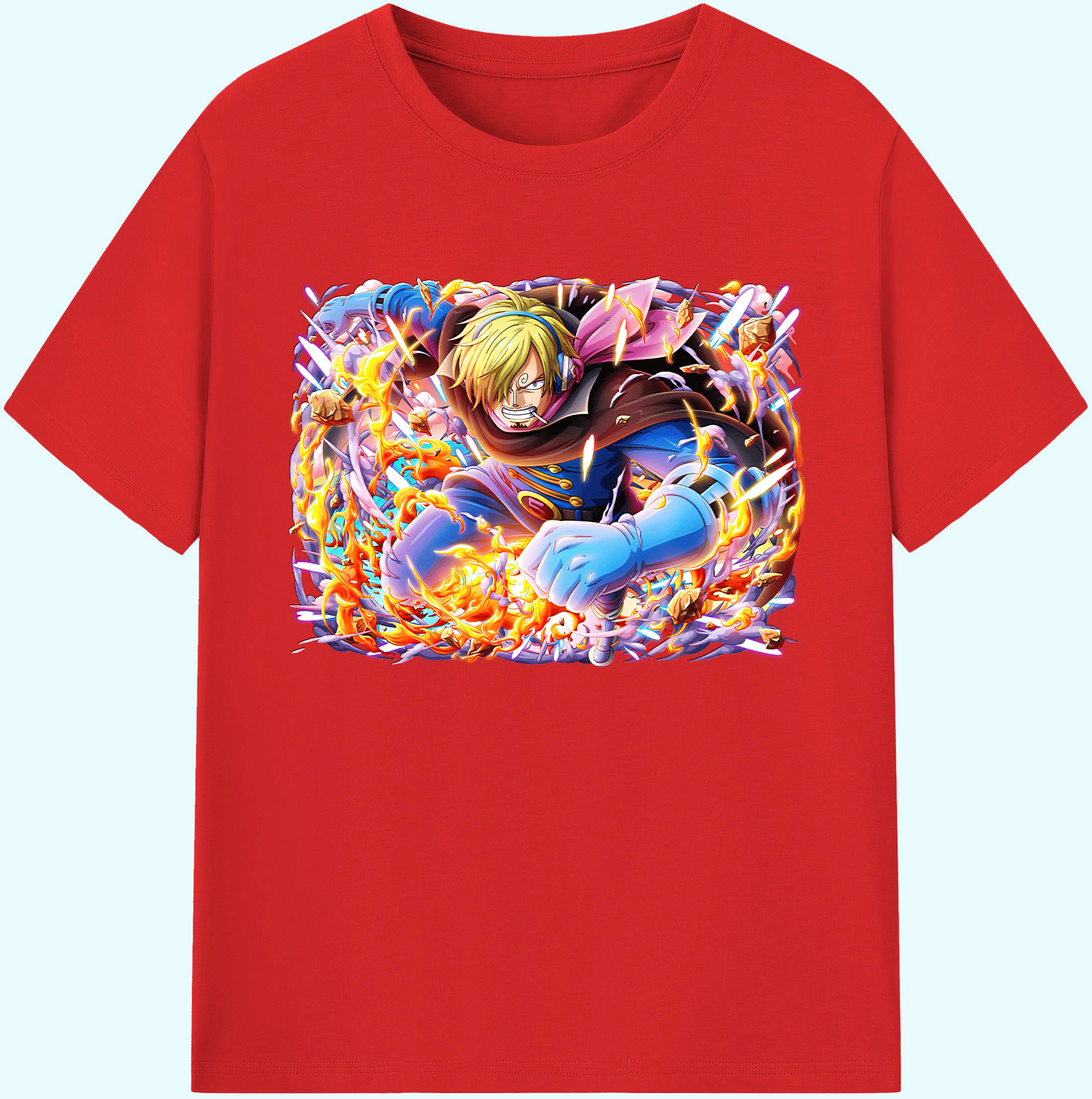 （画像用） ワンピース サンジ ONE PIECE Sanji 綿100％ メンズ半袖Tシャツ｜肌触りやわらか＆通気性