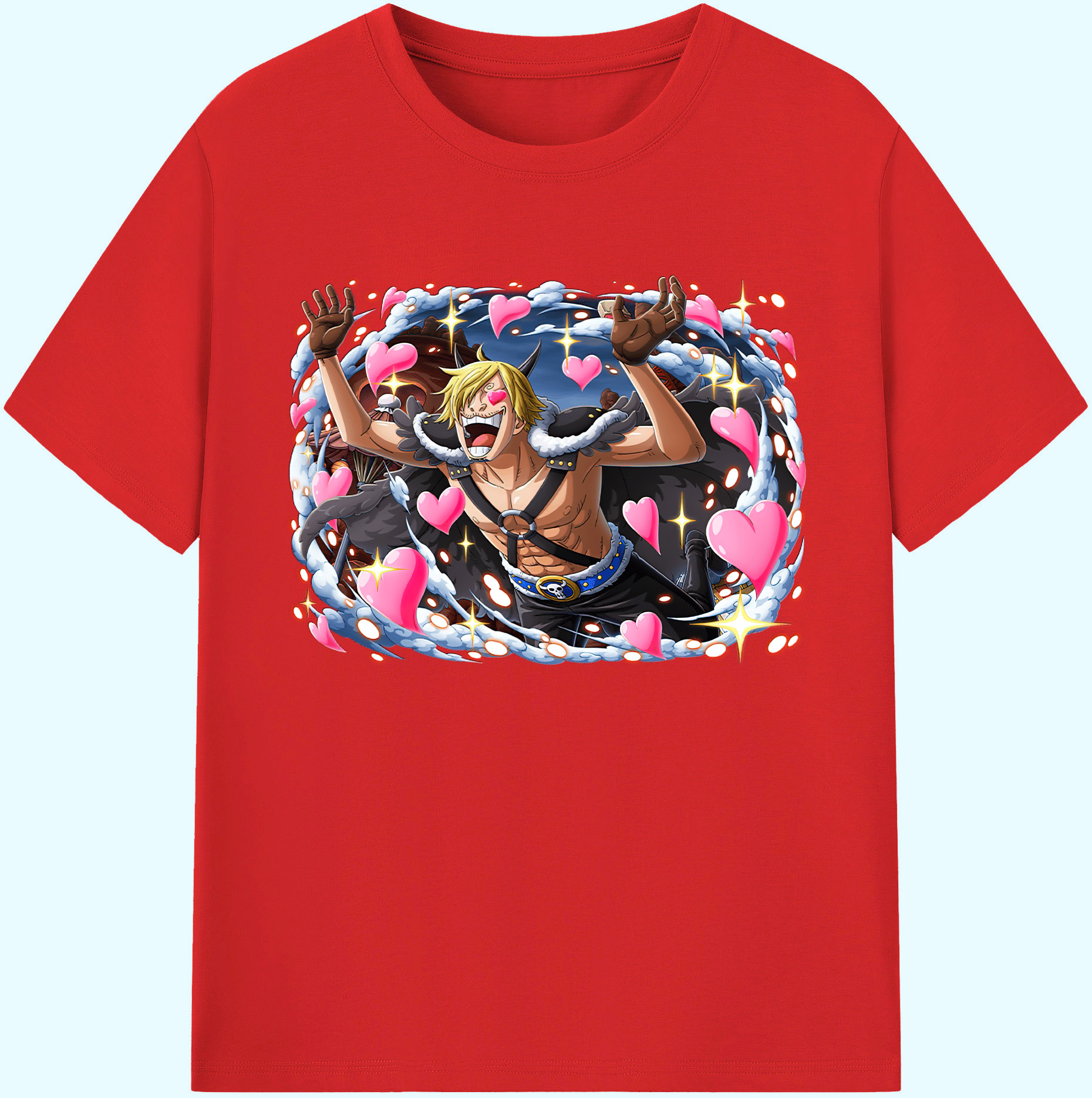 （画像用） ワンピース サンジ ONE PIECE Sanji 綿100％ メンズ半袖Tシャツ｜肌触りやわらか＆通気性