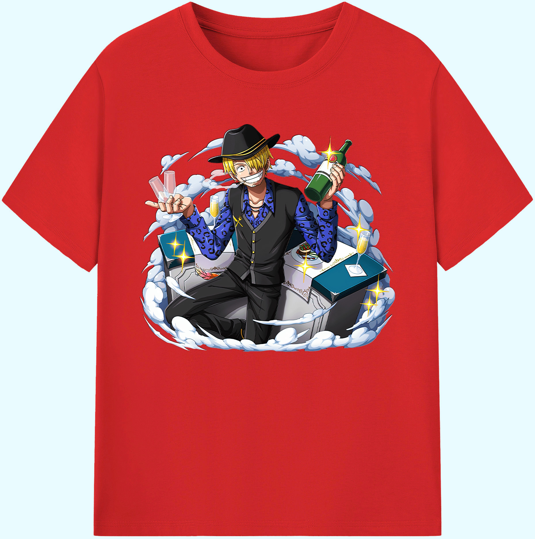 （画像用） ワンピース サンジ ONE PIECE Sanji 綿100％ メンズ半袖Tシャツ｜肌触りやわらか＆通気性