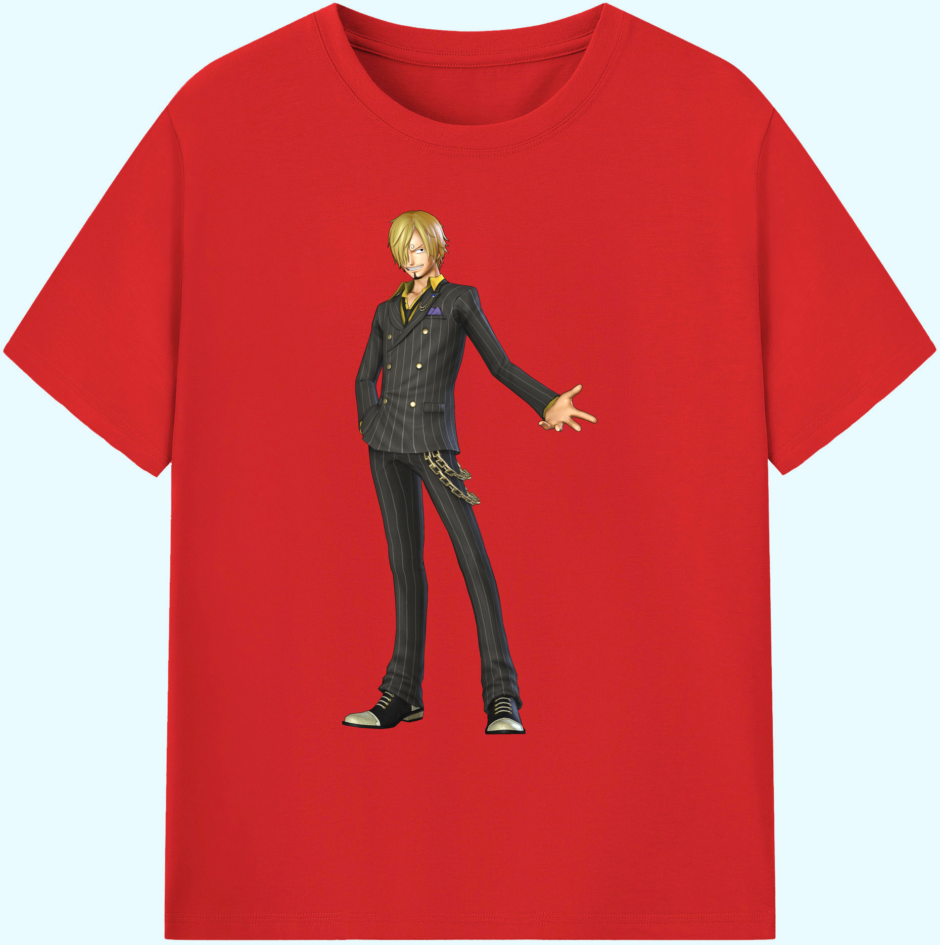 （画像用） ワンピース サンジ ONE PIECE Sanji 綿100％ メンズ半袖Tシャツ｜肌触りやわらか＆通気性