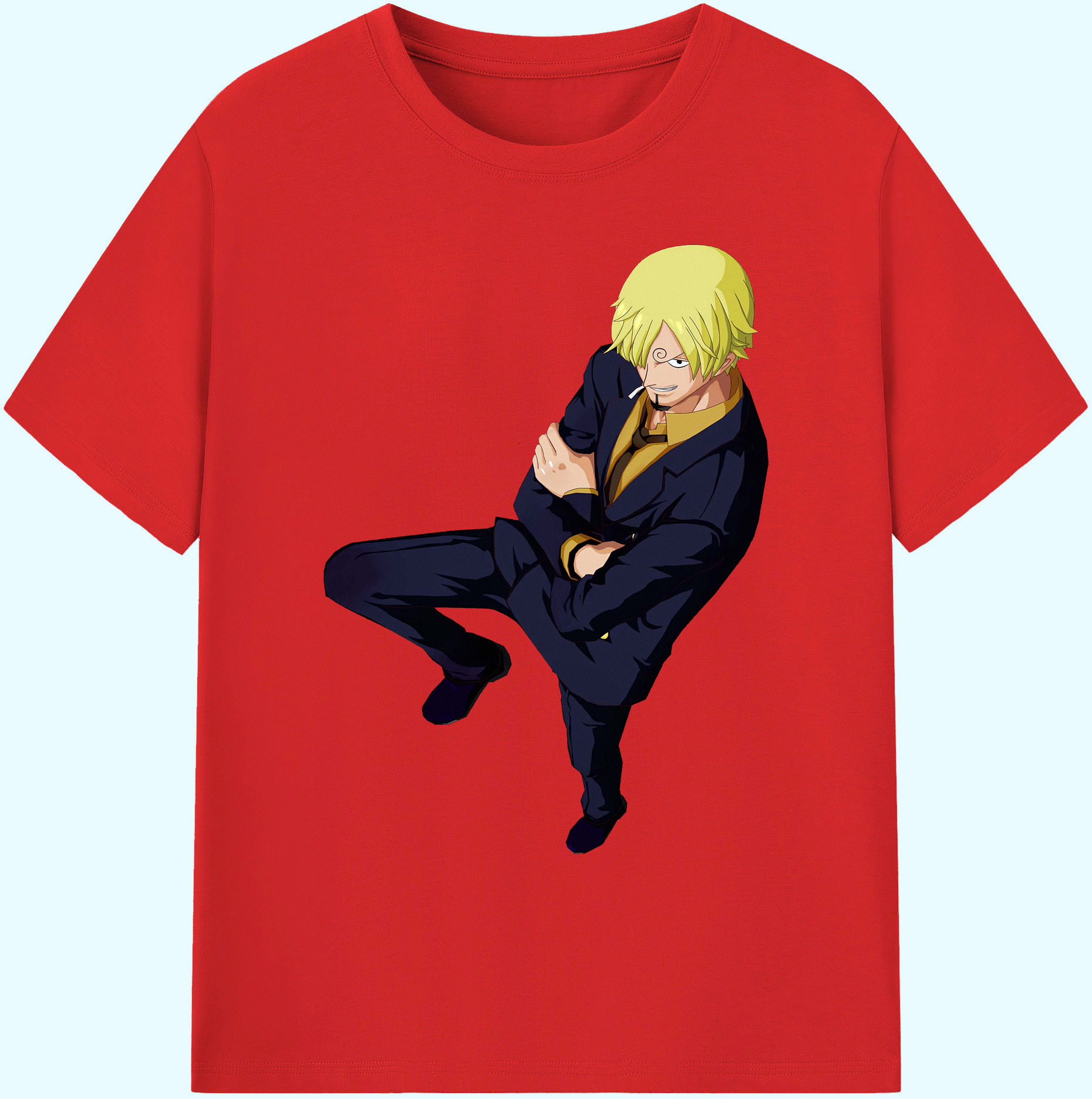 （画像用） ワンピース サンジ ONE PIECE Sanji 綿100％ メンズ半袖Tシャツ｜肌触りやわらか＆通気性