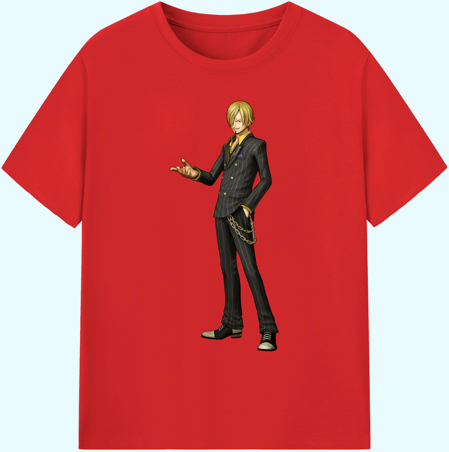 （画像用） ワンピース サンジ ONE PIECE Sanji 綿100％ メンズ半袖Tシャツ｜肌触りやわらか＆通気性