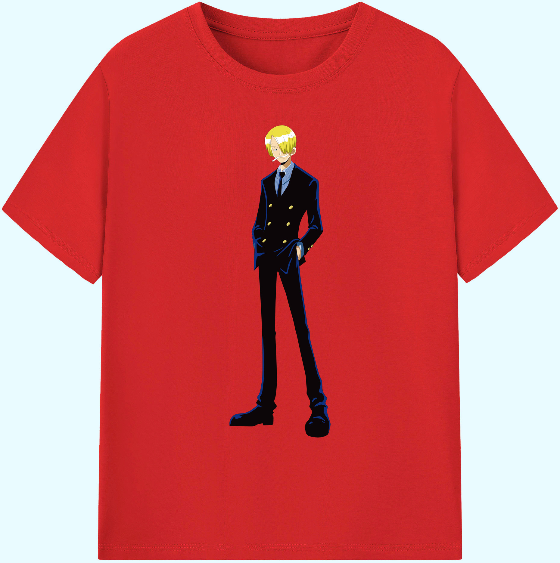 （画像用） ワンピース サンジ ONE PIECE Sanji 綿100％ メンズ半袖Tシャツ｜肌触りやわらか＆通気性