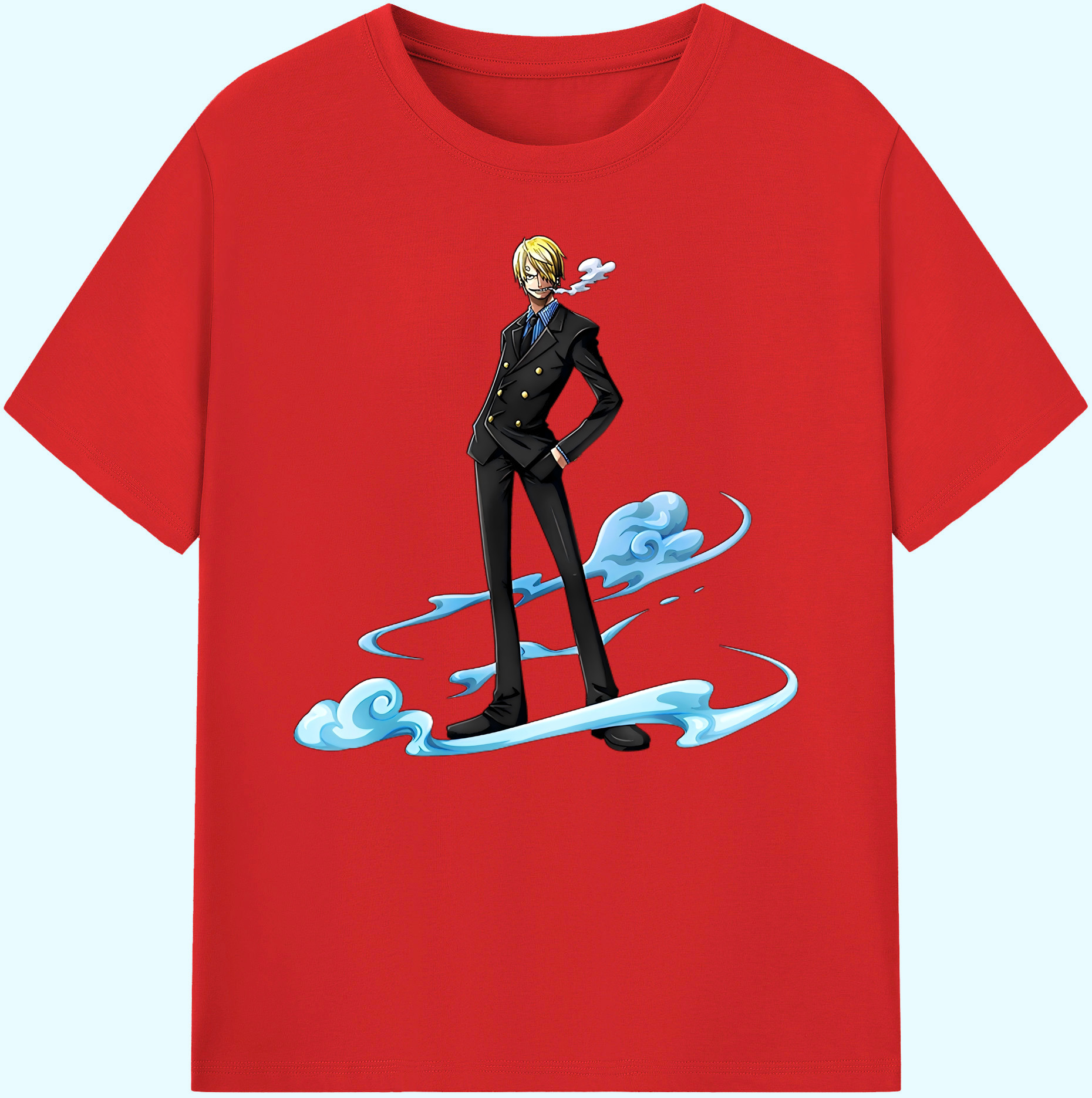（画像用） ワンピース サンジ ONE PIECE Sanji 綿100％ メンズ半袖Tシャツ｜肌触りやわらか＆通気性
