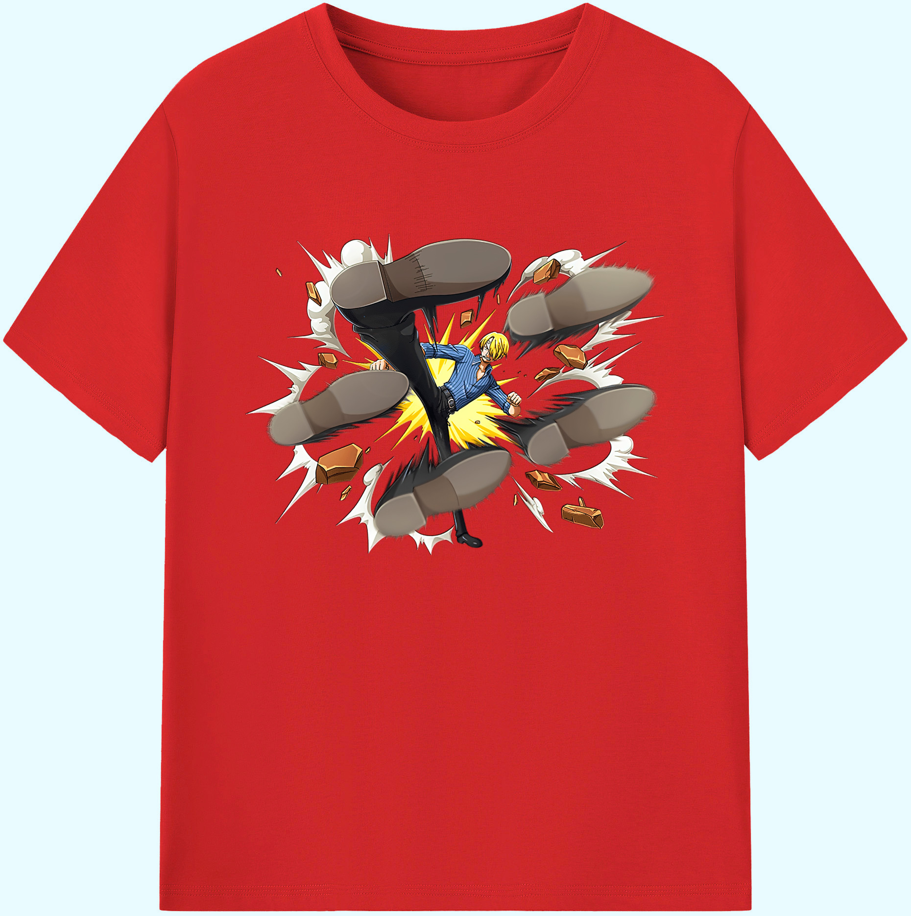 （画像用） ワンピース サンジ ONE PIECE Sanji 綿100％ メンズ半袖Tシャツ｜肌触りやわらか＆通気性