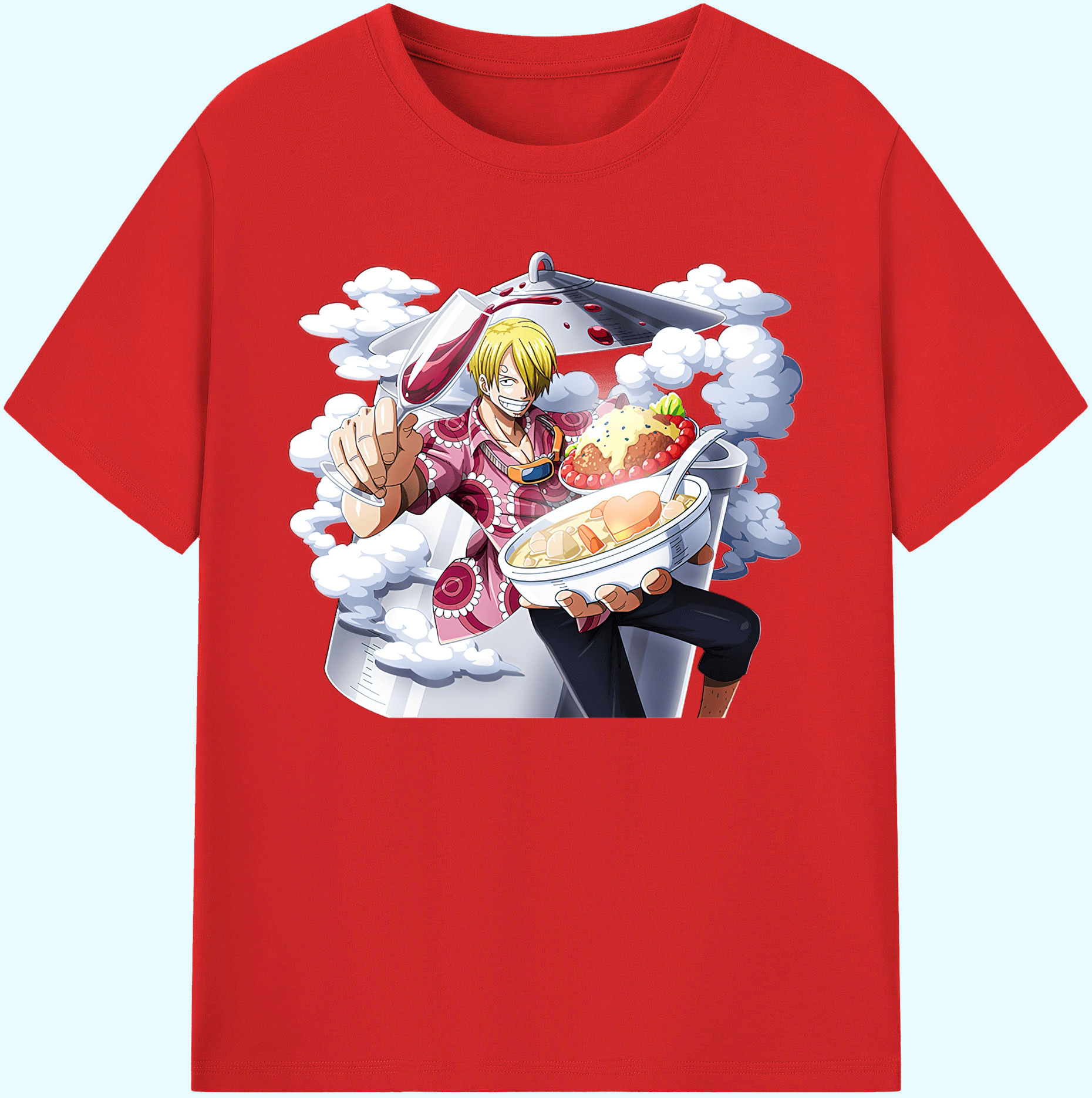 （画像用） ワンピース サンジ ONE PIECE Sanji 綿100％ メンズ半袖Tシャツ｜肌触りやわらか＆通気性
