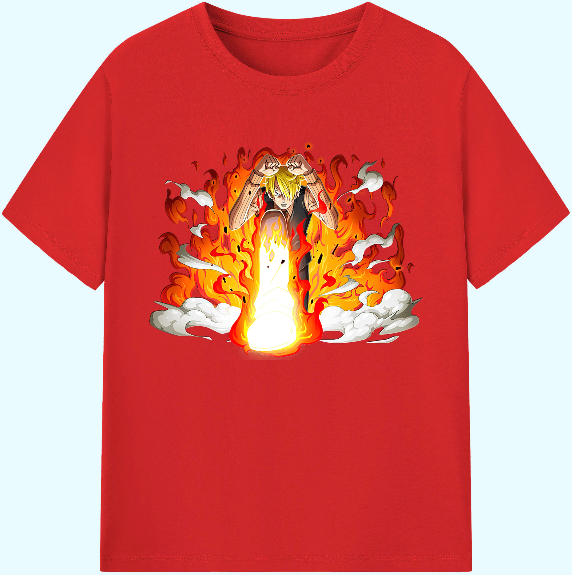 （画像用） ワンピース サンジ ONE PIECE Sanji 綿100％ メンズ半袖Tシャツ｜肌触りやわらか＆通気性