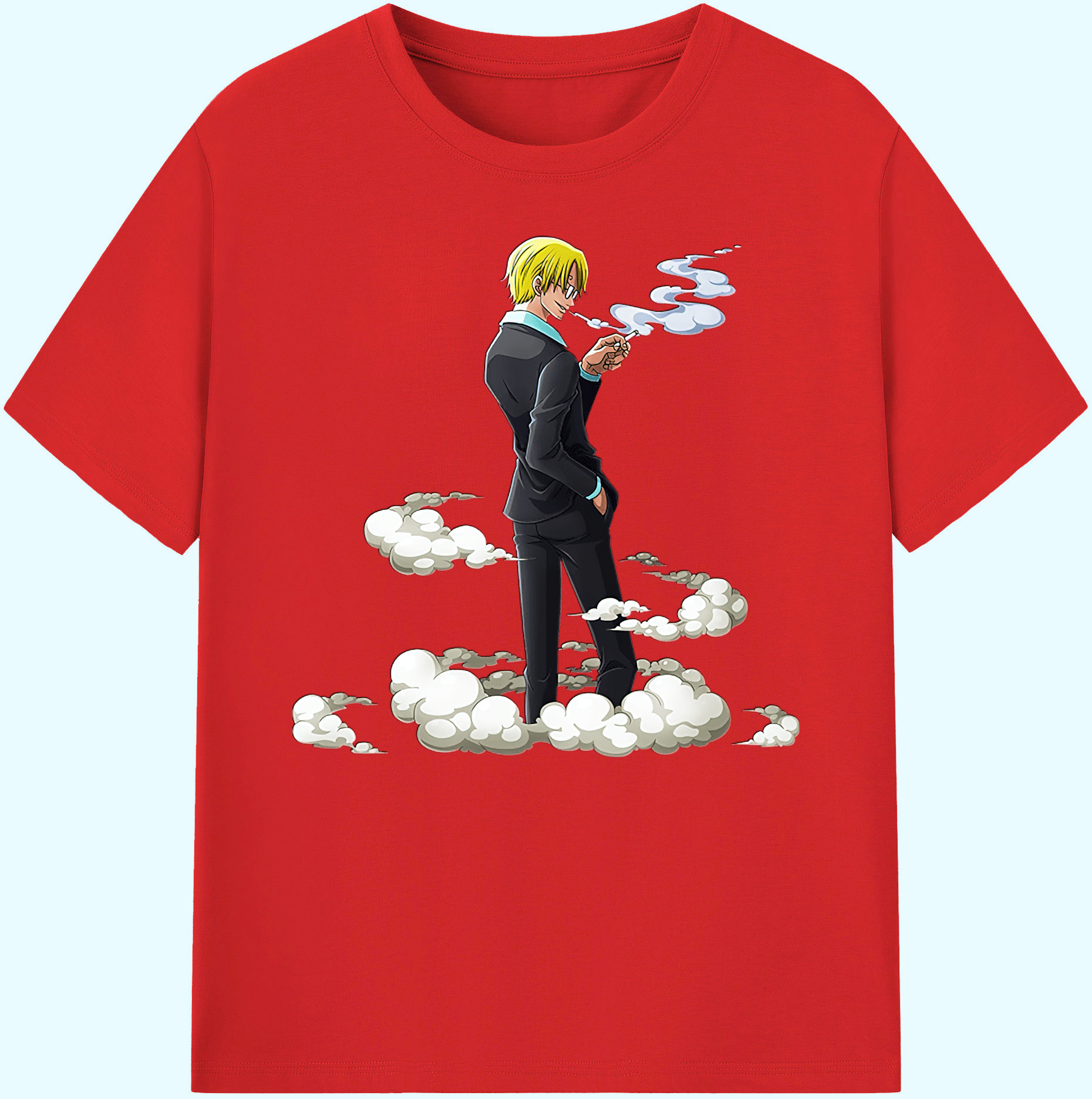 （画像用） ワンピース サンジ ONE PIECE Sanji 綿100％ メンズ半袖Tシャツ｜肌触りやわらか＆通気性