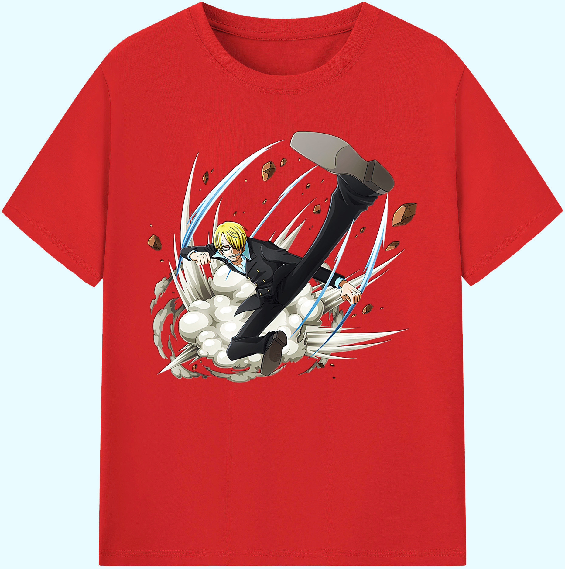 （画像用） ワンピース サンジ ONE PIECE Sanji 綿100％ メンズ半袖Tシャツ｜肌触りやわらか＆通気性