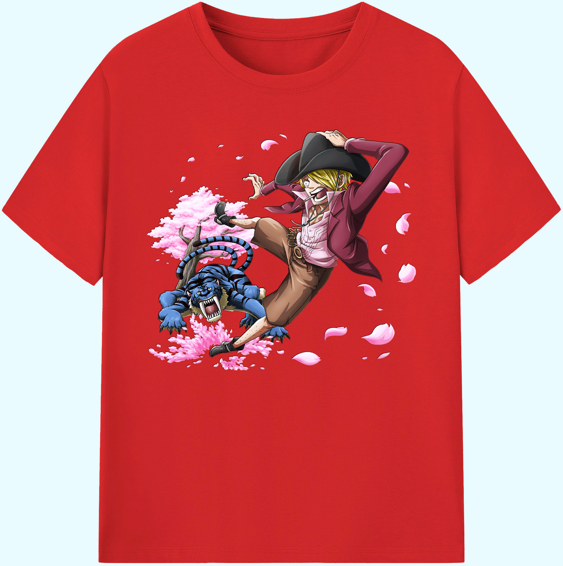 （画像用） ワンピース サンジ ONE PIECE Sanji 綿100％ メンズ半袖Tシャツ｜肌触りやわらか＆通気性