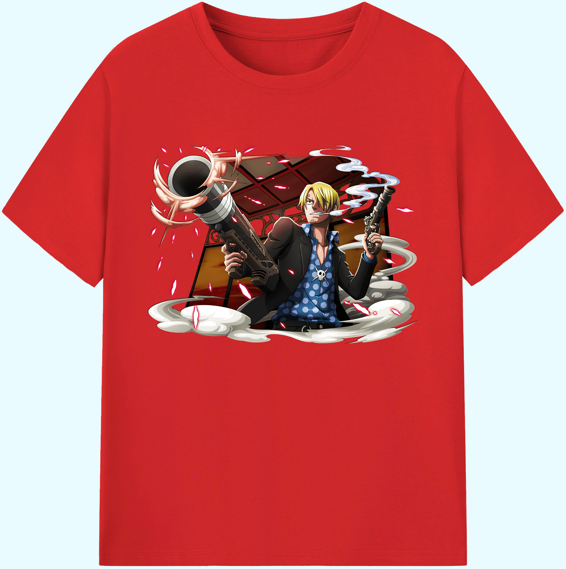 （画像用） ワンピース サンジ ONE PIECE Sanji 綿100％ メンズ半袖Tシャツ｜肌触りやわらか＆通気性