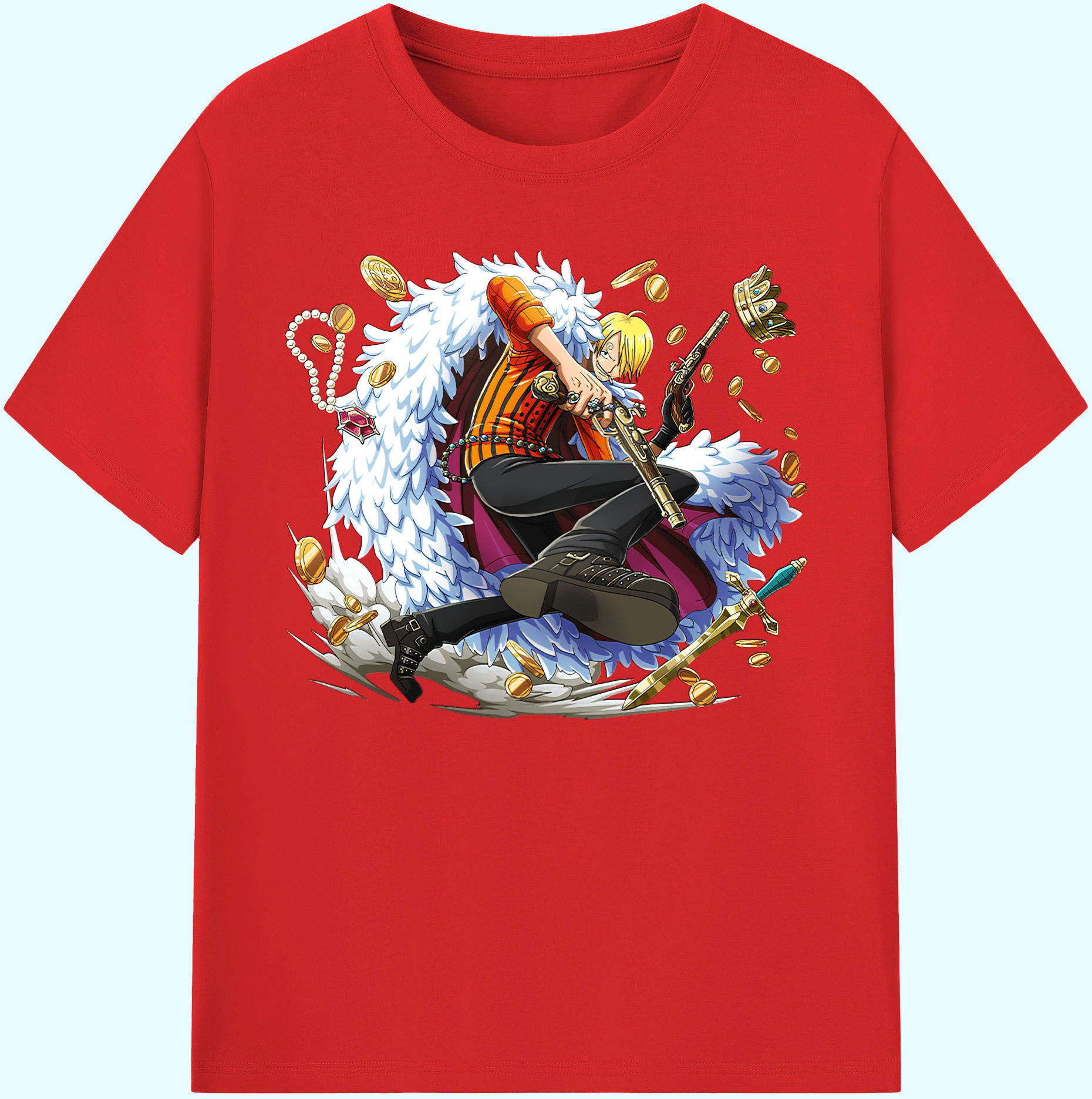 （画像用） ワンピース サンジ ONE PIECE Sanji 綿100％ メンズ半袖Tシャツ｜肌触りやわらか＆通気性