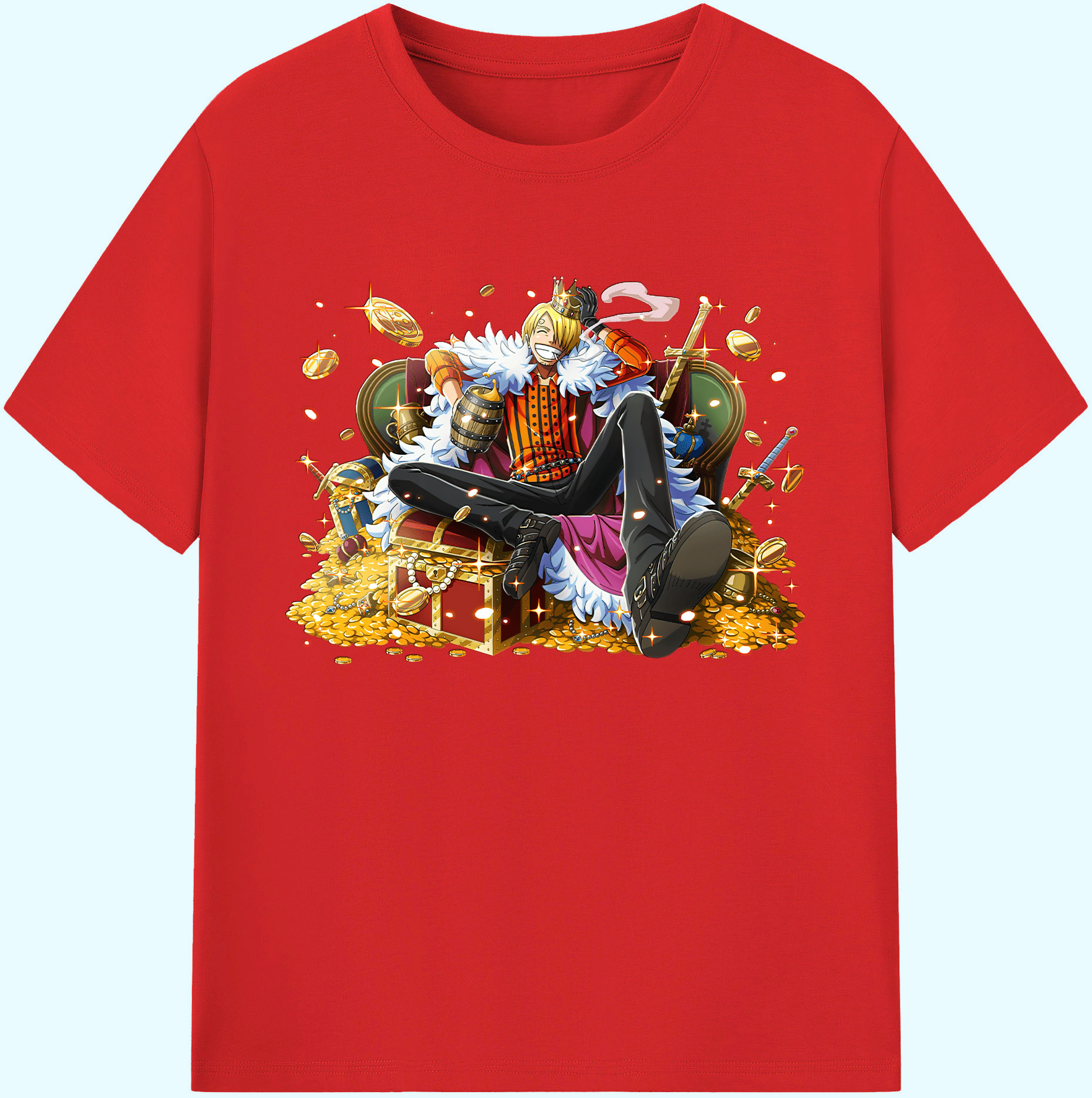 （画像用） ワンピース サンジ ONE PIECE Sanji 綿100％ メンズ半袖Tシャツ｜肌触りやわらか＆通気性