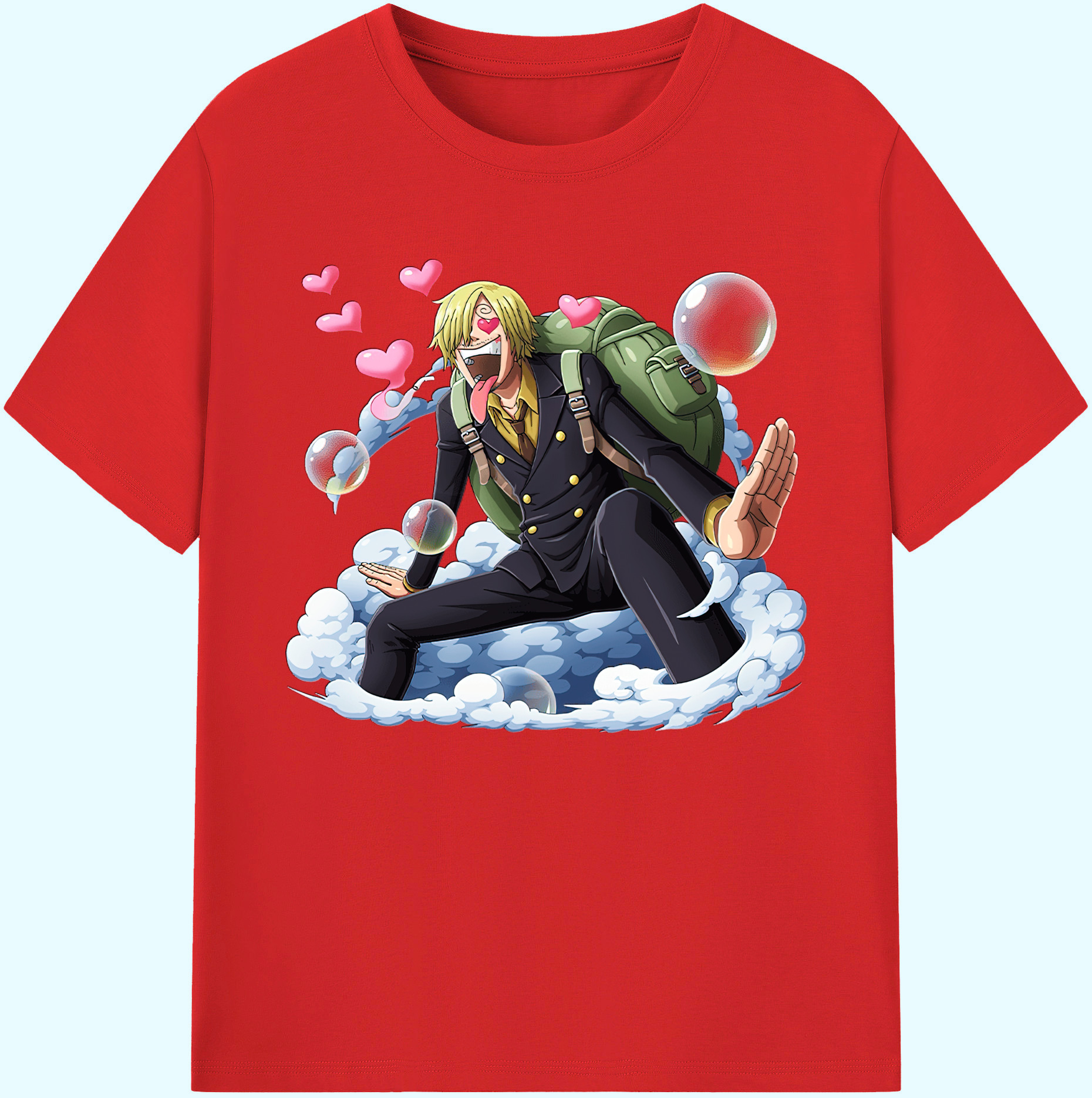 （画像用） ワンピース サンジ ONE PIECE Sanji 綿100％ メンズ半袖Tシャツ｜肌触りやわらか＆通気性