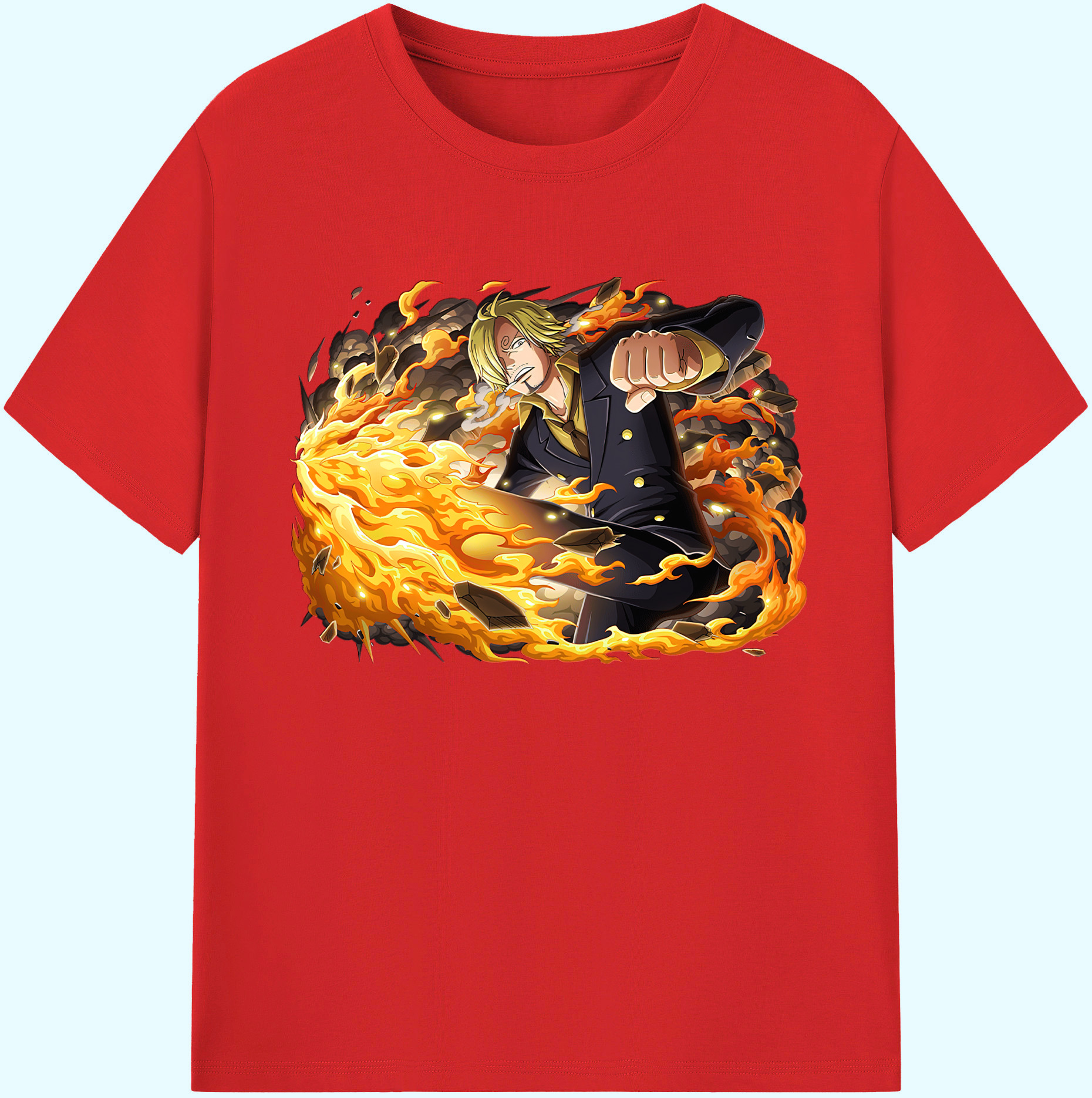 （画像用） ワンピース サンジ ONE PIECE Sanji 綿100％ メンズ半袖Tシャツ｜肌触りやわらか＆通気性
