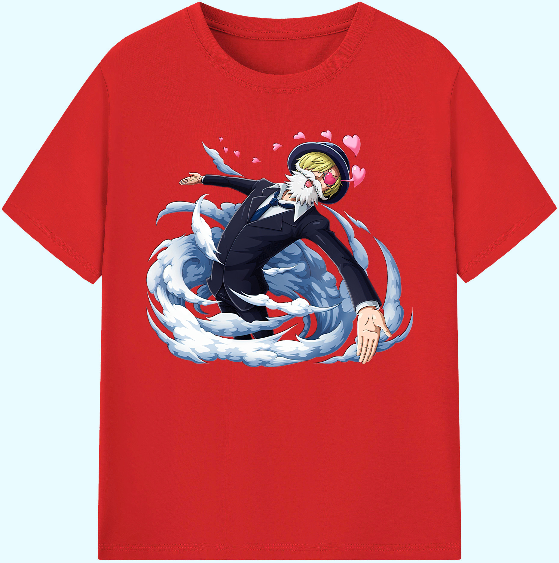 （画像用） ワンピース サンジ ONE PIECE Sanji 綿100％ メンズ半袖Tシャツ｜肌触りやわらか＆通気性