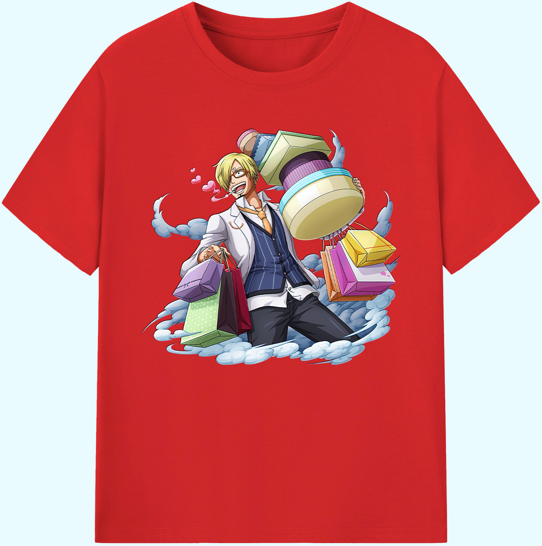 （画像用） ワンピース サンジ ONE PIECE Sanji 綿100％ メンズ半袖Tシャツ｜肌触りやわらか＆通気性