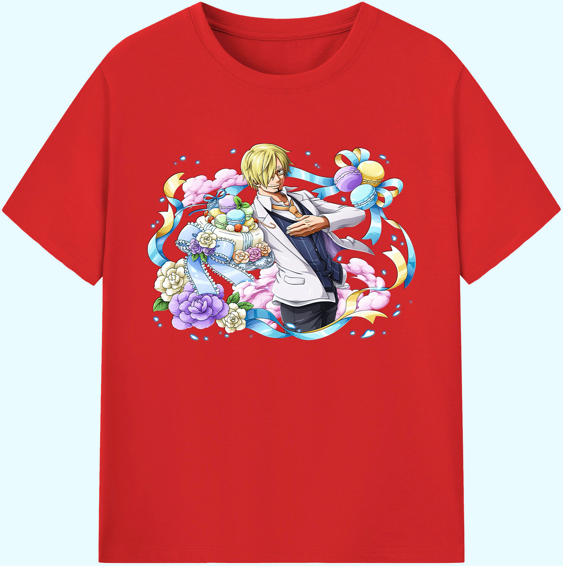 （画像用） ワンピース サンジ ONE PIECE Sanji 綿100％ メンズ半袖Tシャツ｜肌触りやわらか＆通気性