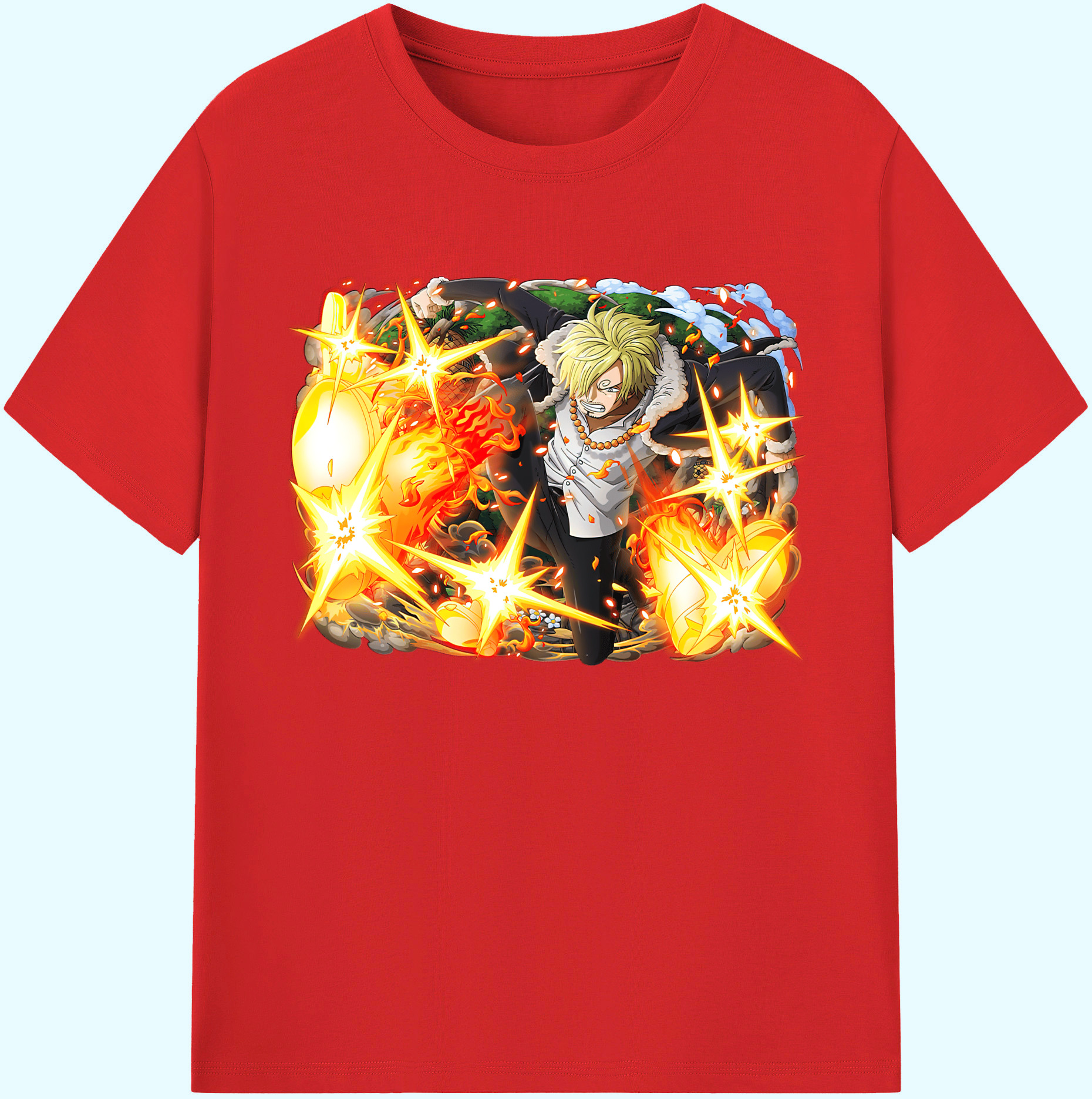 （画像用） ワンピース サンジ ONE PIECE Sanji 綿100％ メンズ半袖Tシャツ｜肌触りやわらか＆通気性