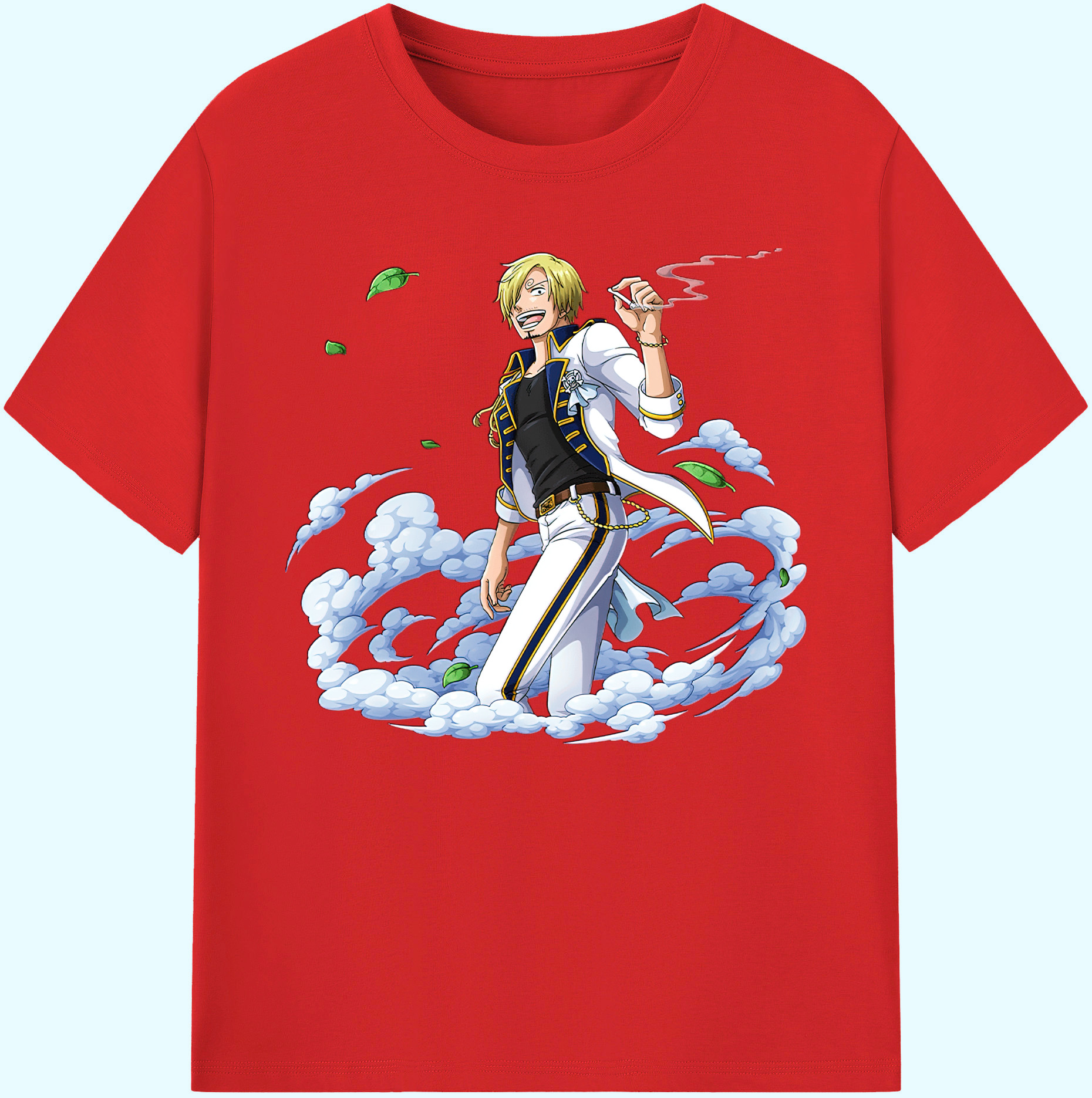 （画像用） ワンピース サンジ ONE PIECE Sanji 綿100％ メンズ半袖Tシャツ｜肌触りやわらか＆通気性