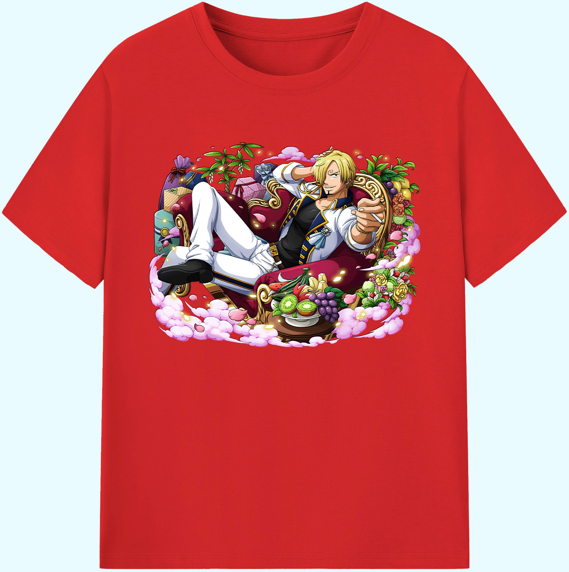（画像用） ワンピース サンジ ONE PIECE Sanji 綿100％ メンズ半袖Tシャツ｜肌触りやわらか＆通気性