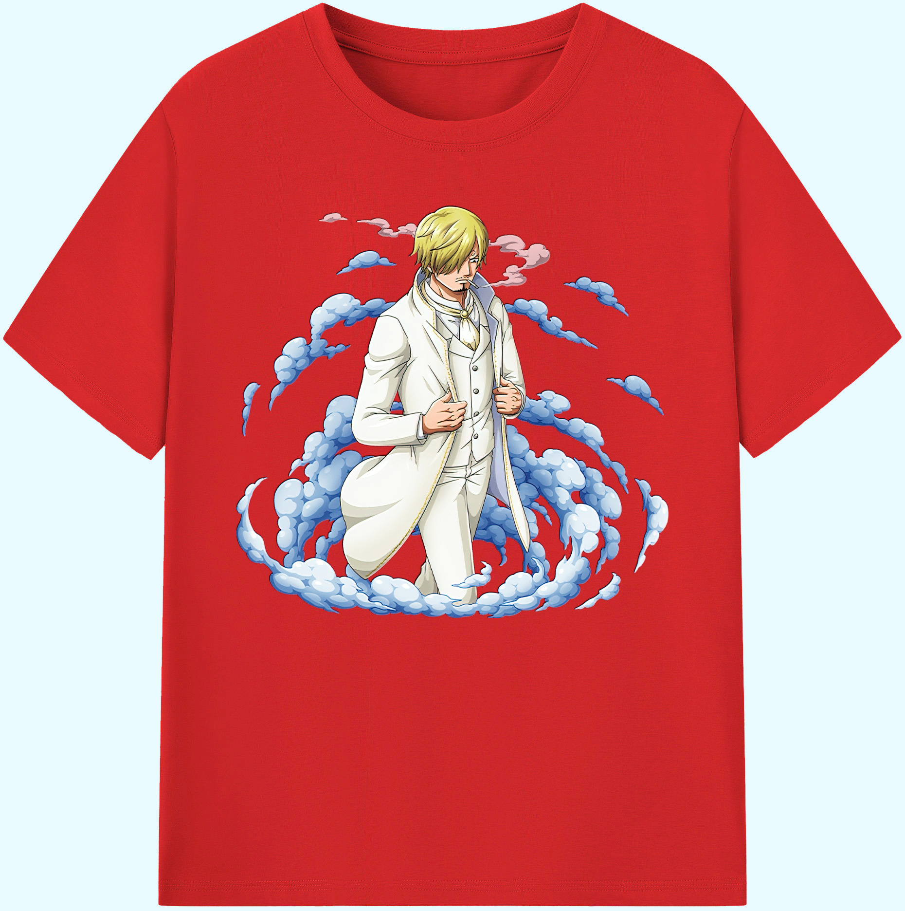 （画像用） ワンピース サンジ ONE PIECE Sanji 綿100％ メンズ半袖Tシャツ｜肌触りやわらか＆通気性