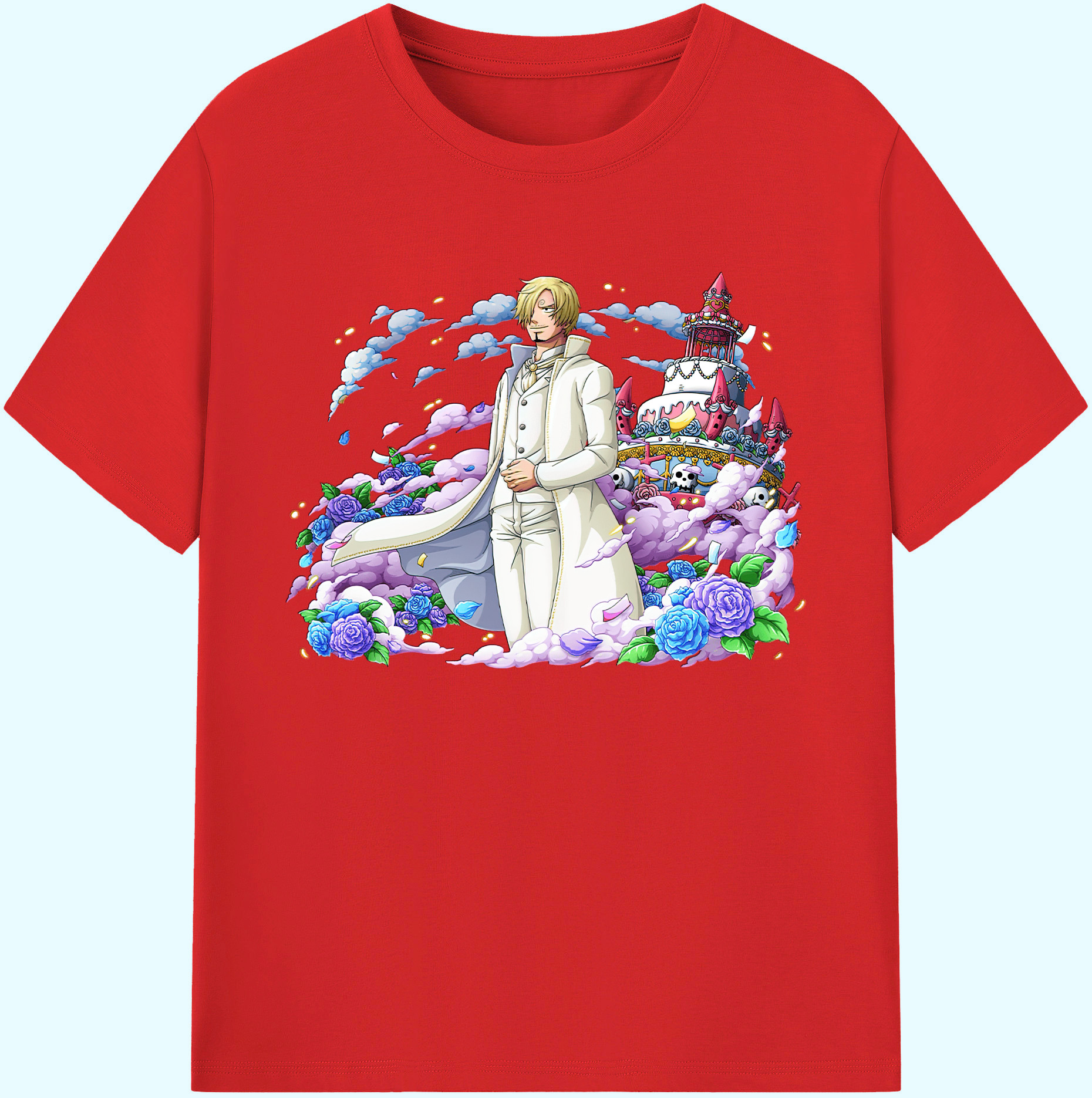 （画像用） ワンピース サンジ ONE PIECE Sanji 綿100％ メンズ半袖Tシャツ｜肌触りやわらか＆通気性