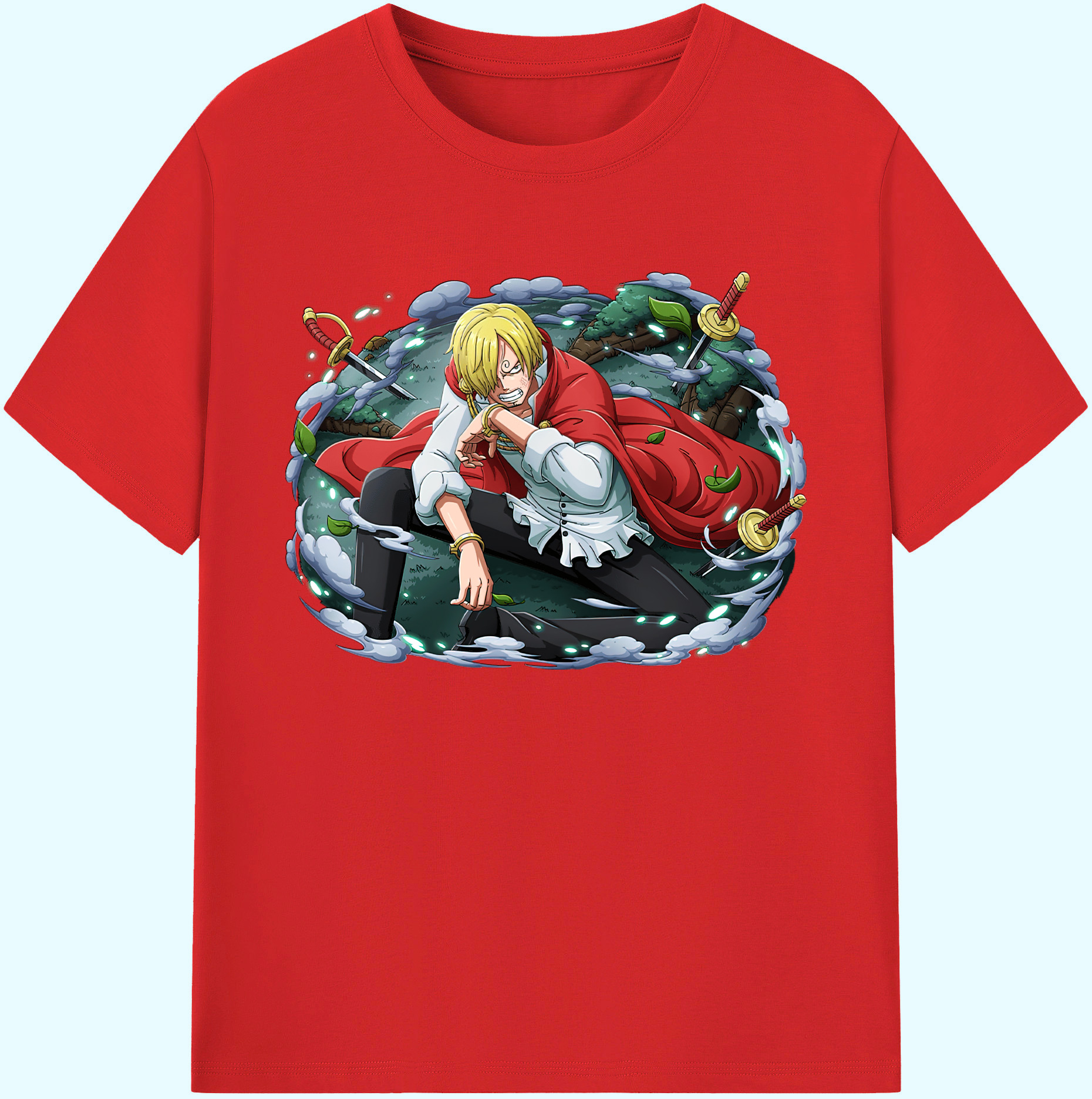 （画像用） ワンピース サンジ ONE PIECE Sanji 綿100％ メンズ半袖Tシャツ｜肌触りやわらか＆通気性