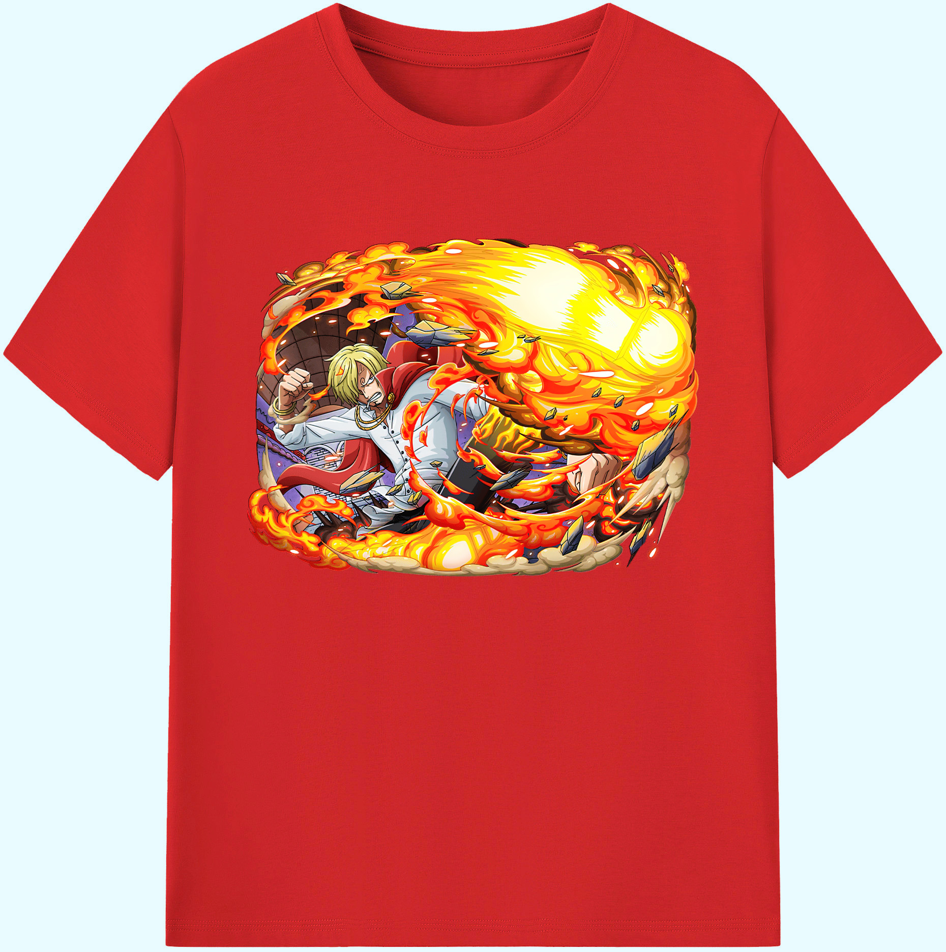 （画像用） ワンピース サンジ ONE PIECE Sanji 綿100％ メンズ半袖Tシャツ｜肌触りやわらか＆通気性