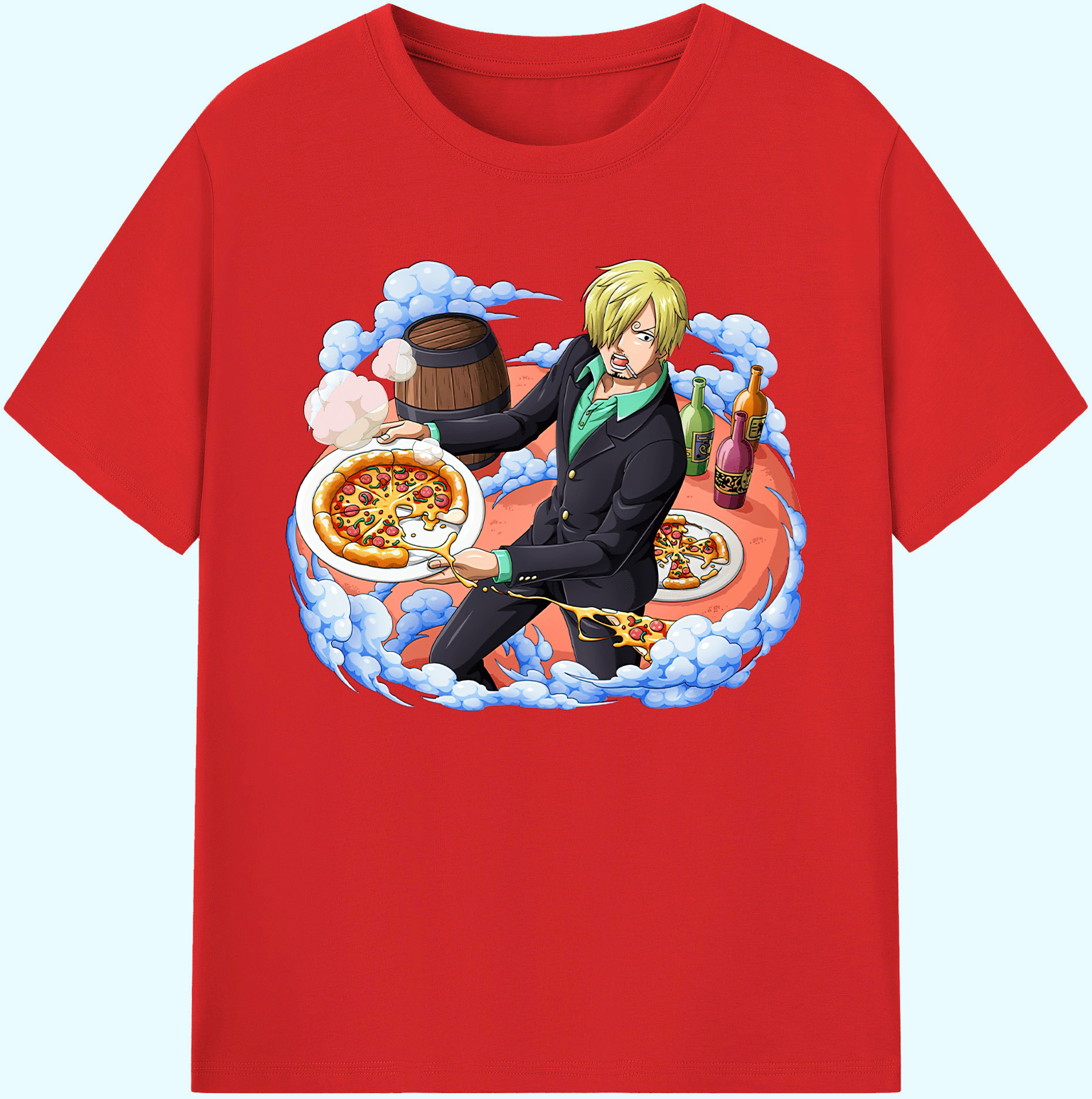 （画像用） ワンピース サンジ ONE PIECE Sanji 綿100％ メンズ半袖Tシャツ｜肌触りやわらか＆通気性