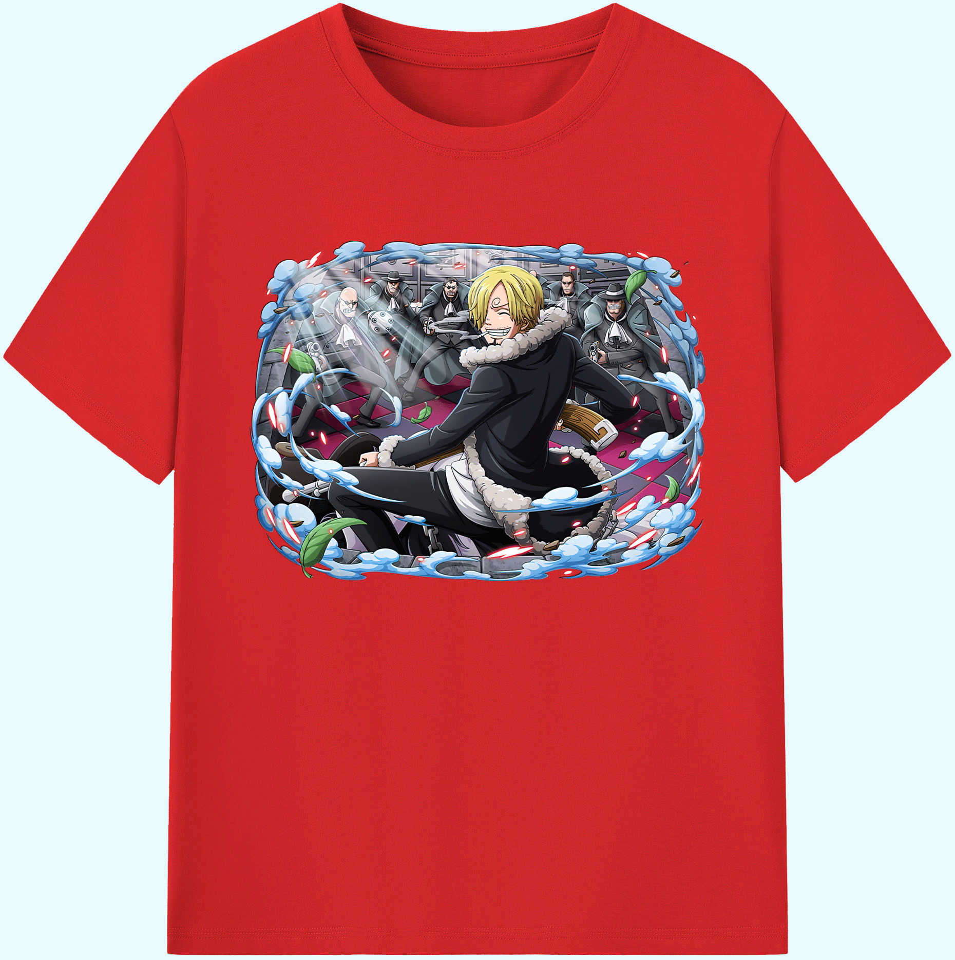 （画像用） ワンピース サンジ ONE PIECE Sanji 綿100％ メンズ半袖Tシャツ｜肌触りやわらか＆通気性