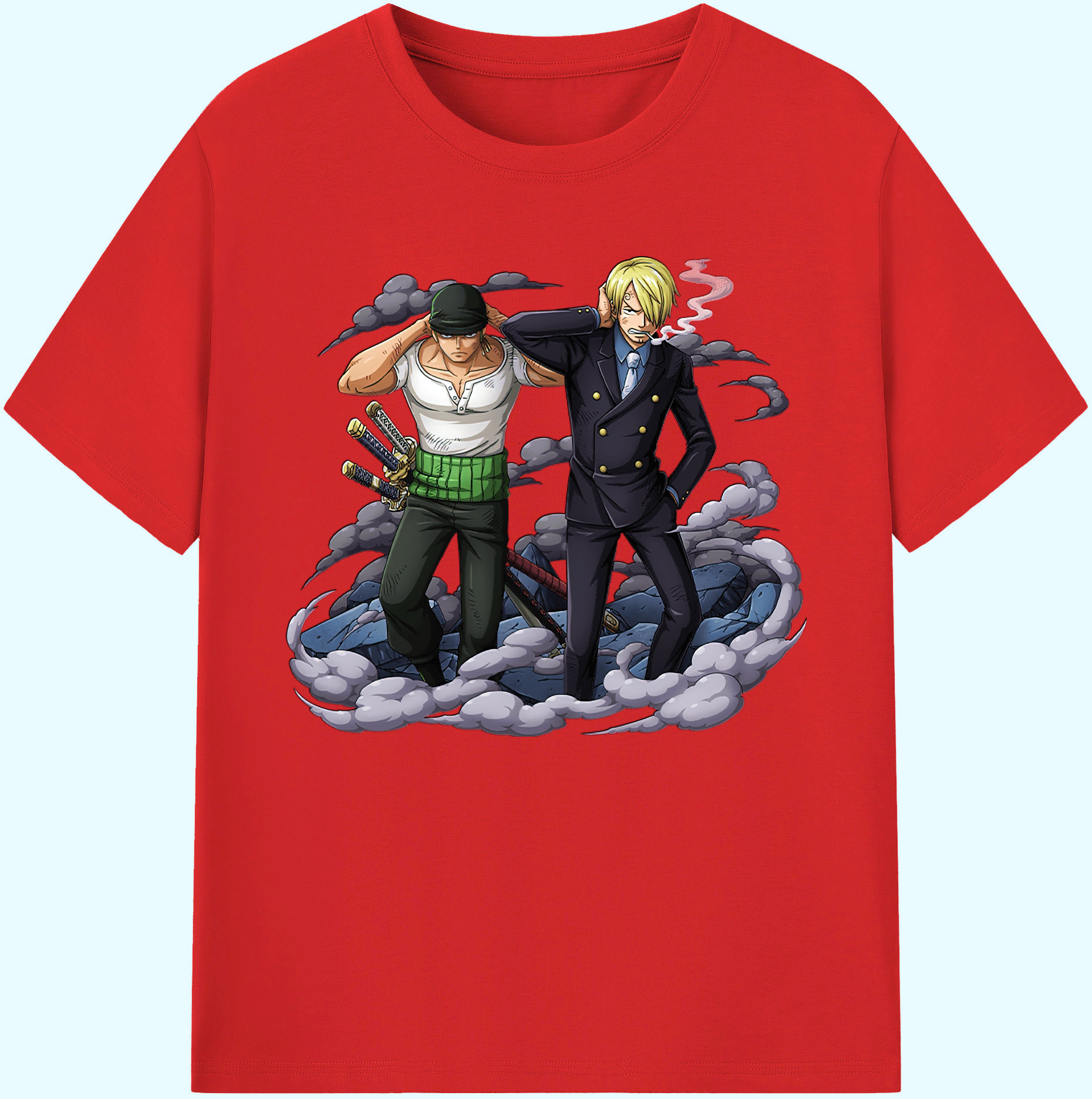 （画像用） ワンピース サンジ ONE PIECE Sanji 綿100％ メンズ半袖Tシャツ｜肌触りやわらか＆通気性