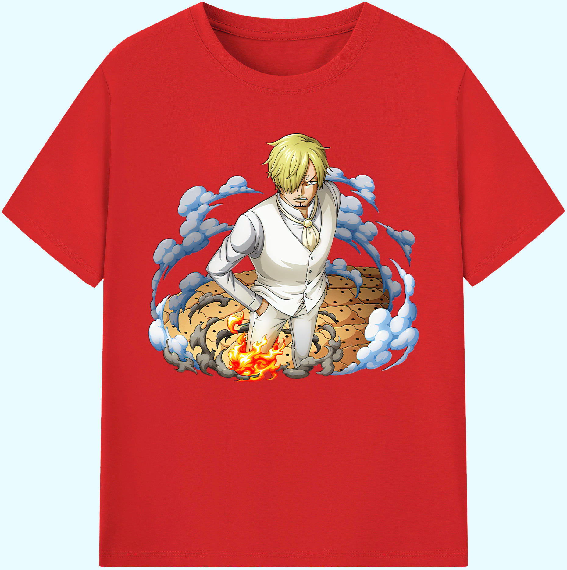 （画像用） ワンピース サンジ ONE PIECE Sanji 綿100％ メンズ半袖Tシャツ｜肌触りやわらか＆通気性