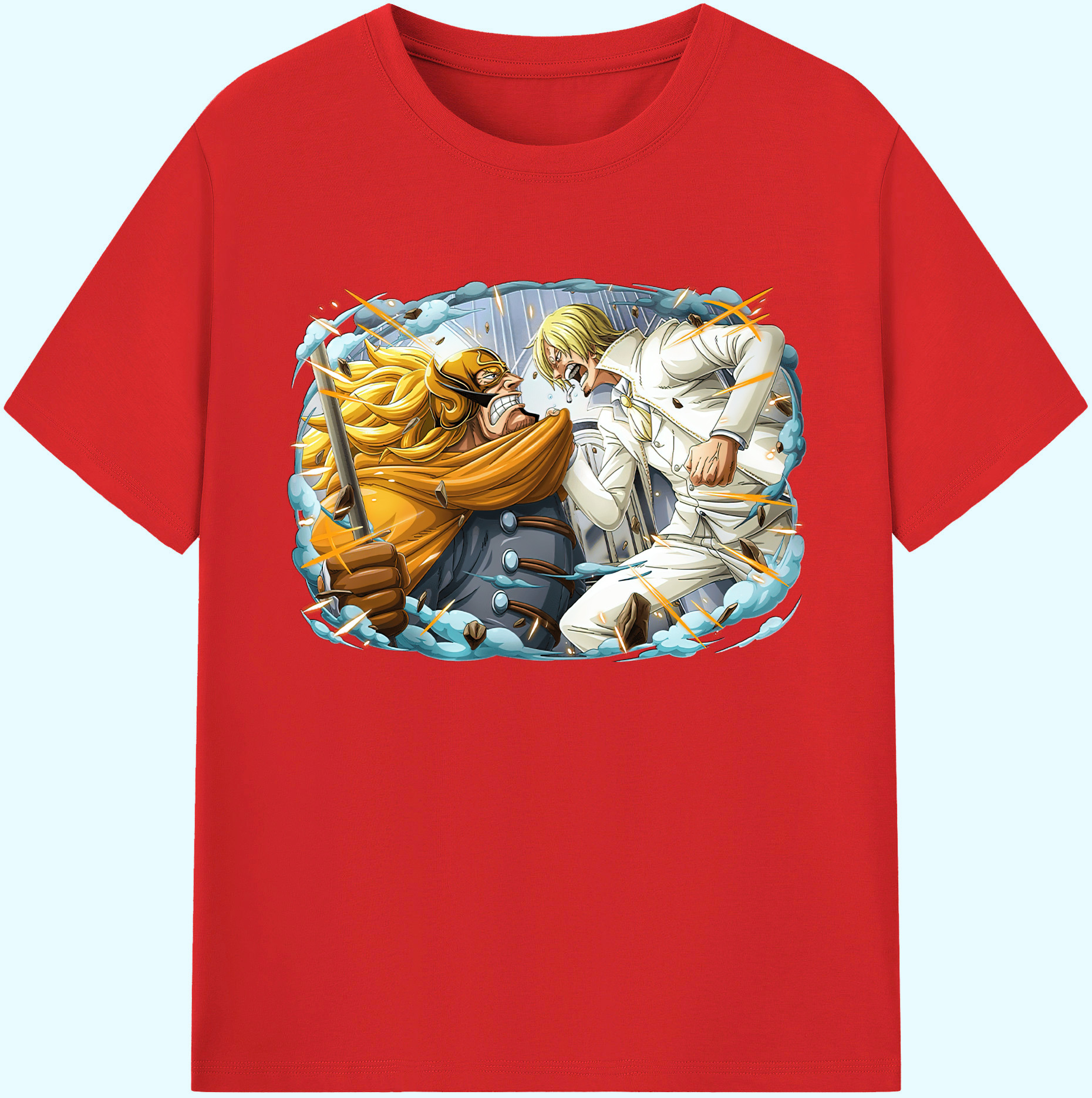 （画像用） ワンピース サンジ ONE PIECE Sanji 綿100％ メンズ半袖Tシャツ｜肌触りやわらか＆通気性