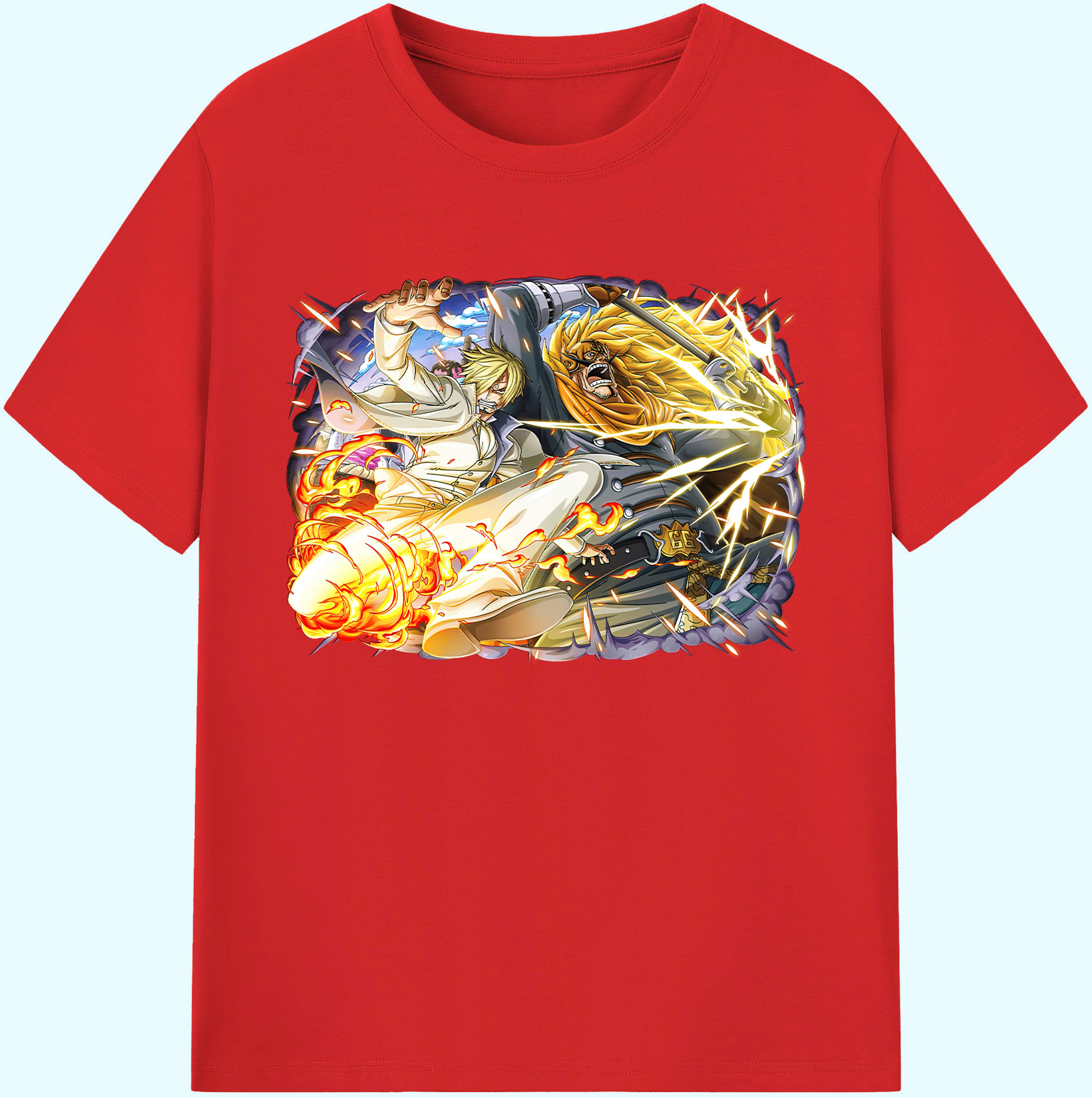 （画像用） ワンピース サンジ ONE PIECE Sanji 綿100％ メンズ半袖Tシャツ｜肌触りやわらか＆通気性