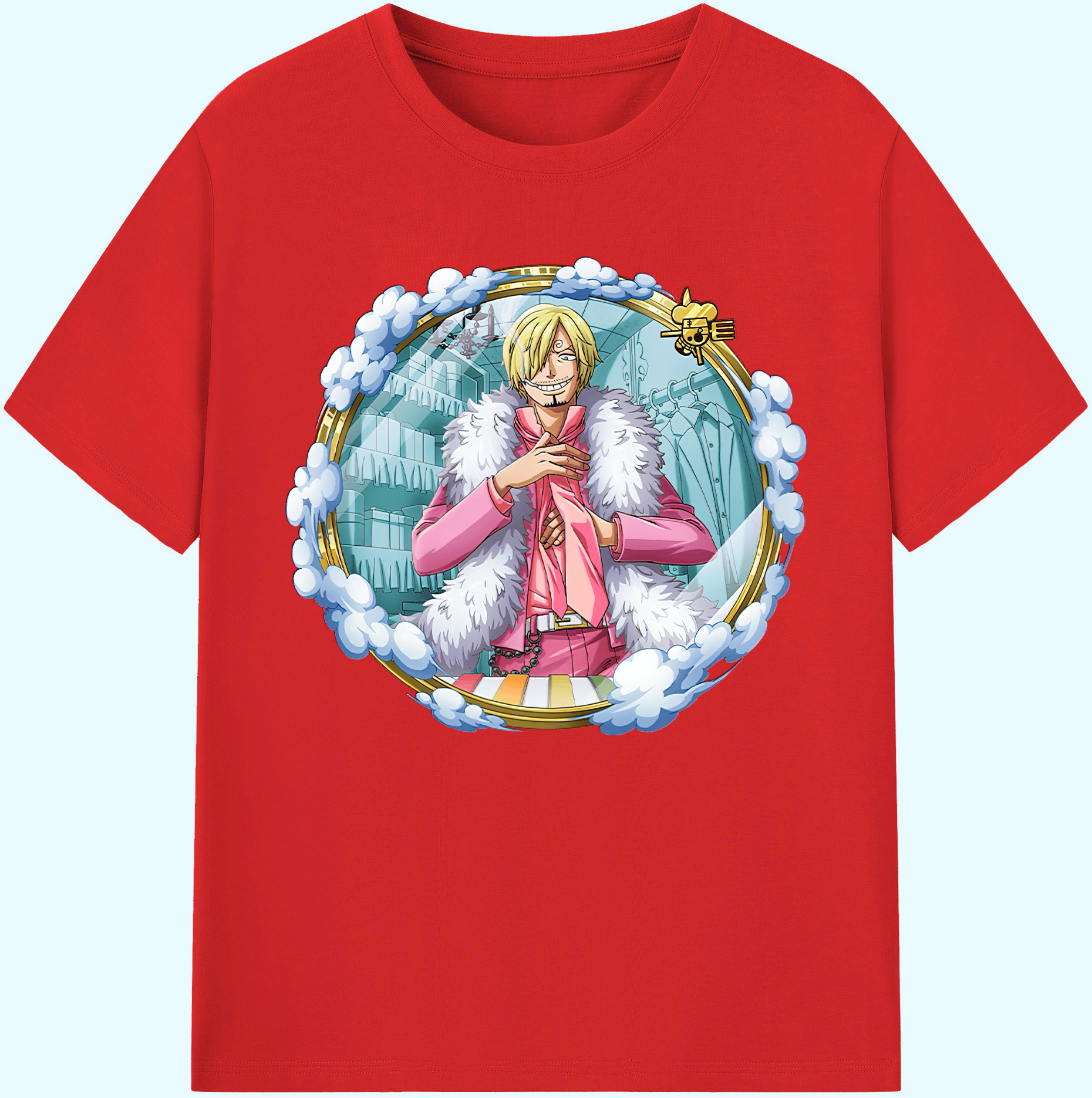 （画像用） ワンピース サンジ ONE PIECE Sanji 綿100％ メンズ半袖Tシャツ｜肌触りやわらか＆通気性