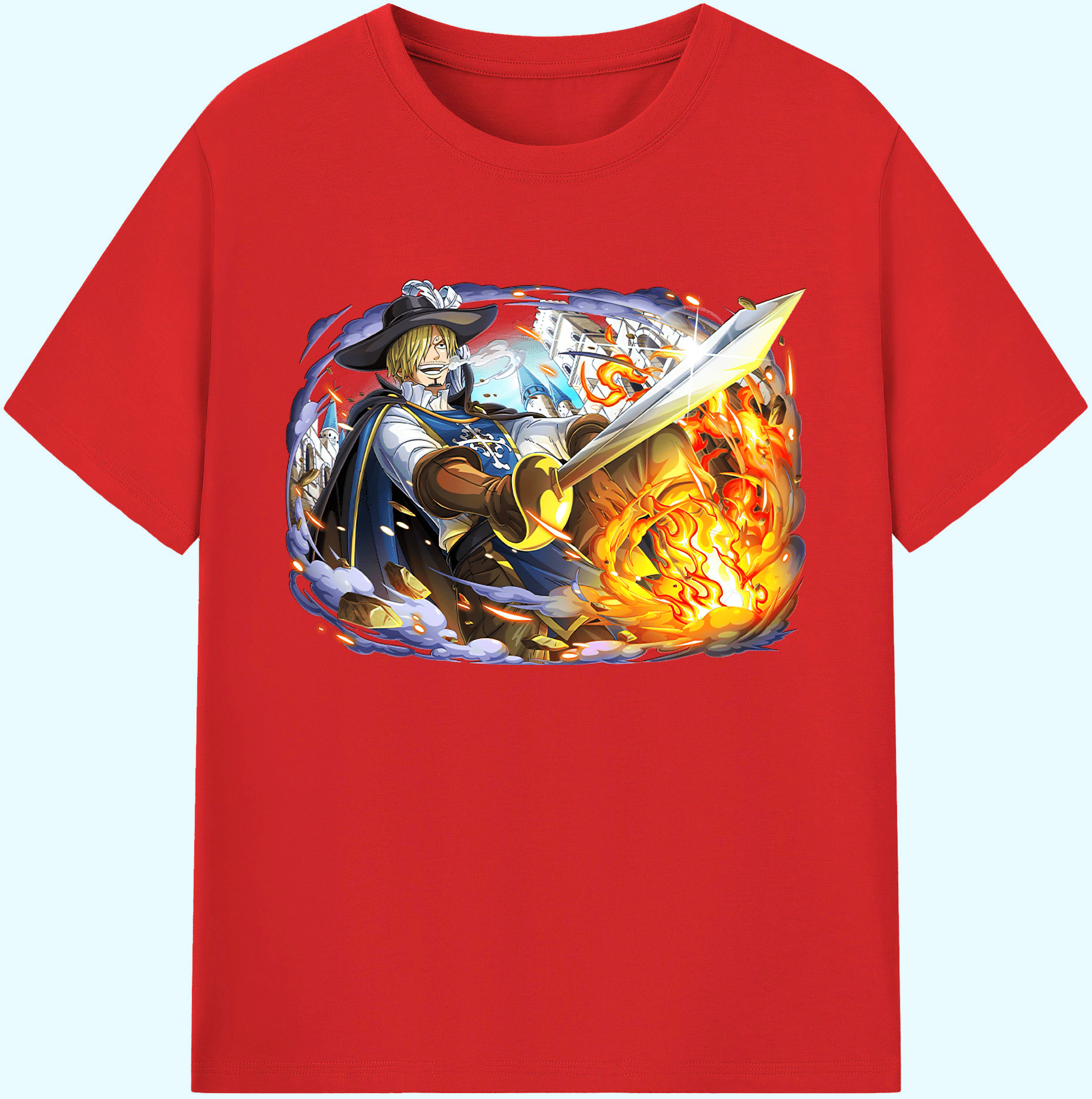 （画像用） ワンピース サンジ ONE PIECE Sanji 綿100％ メンズ半袖Tシャツ｜肌触りやわらか＆通気性