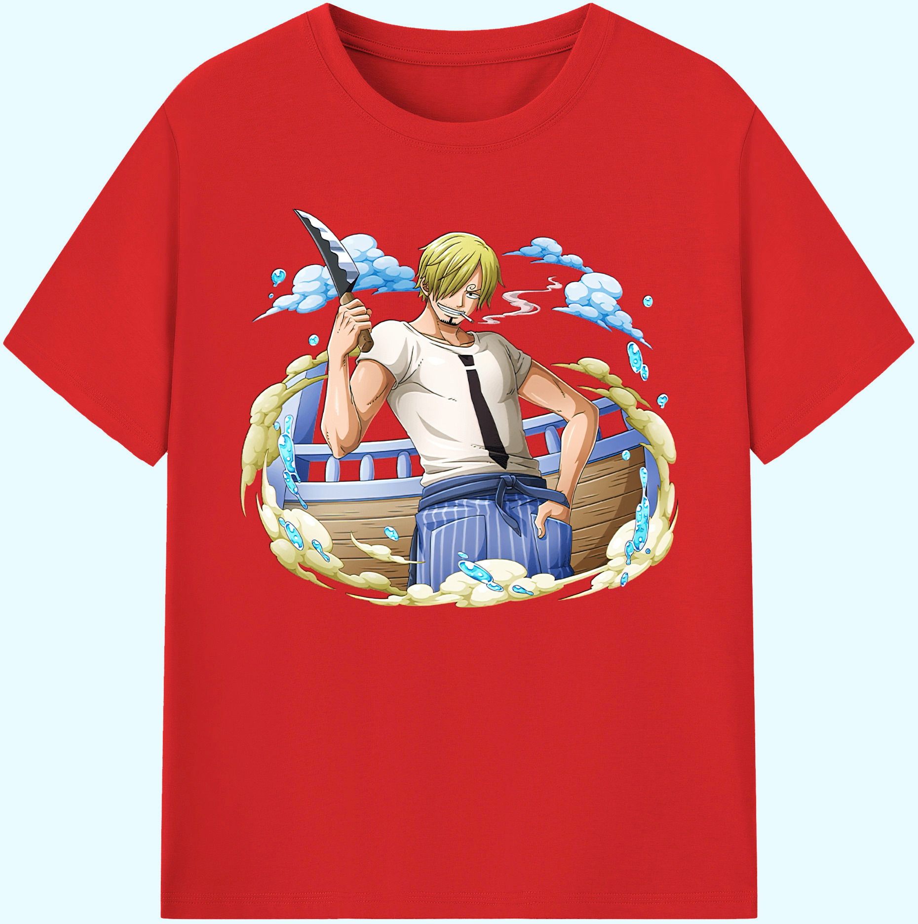 （画像用） ワンピース サンジ ONE PIECE Sanji 綿100％ メンズ半袖Tシャツ｜肌触りやわらか＆通気性