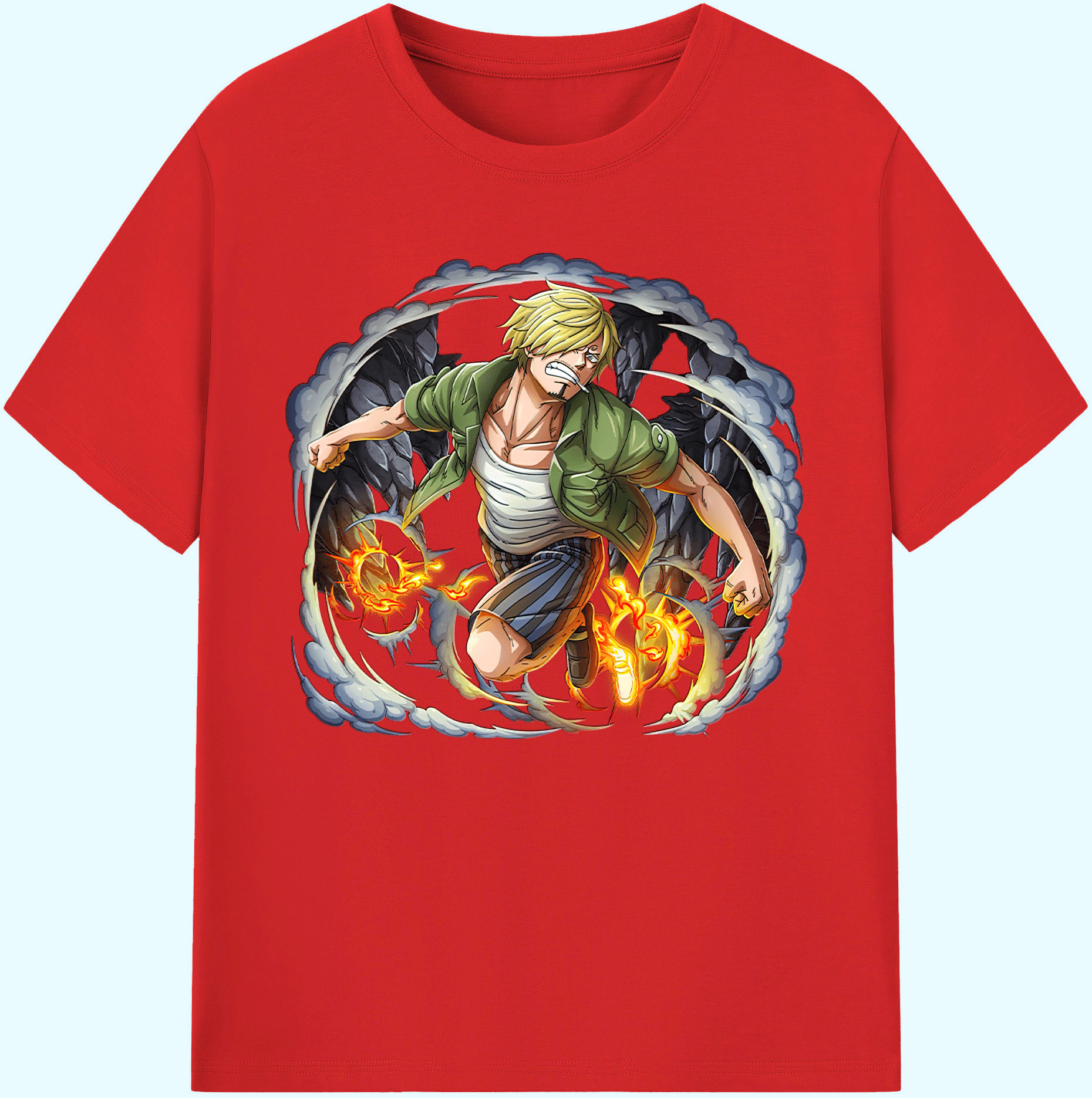 （画像用） ワンピース サンジ ONE PIECE Sanji 綿100％ メンズ半袖Tシャツ｜肌触りやわらか＆通気性