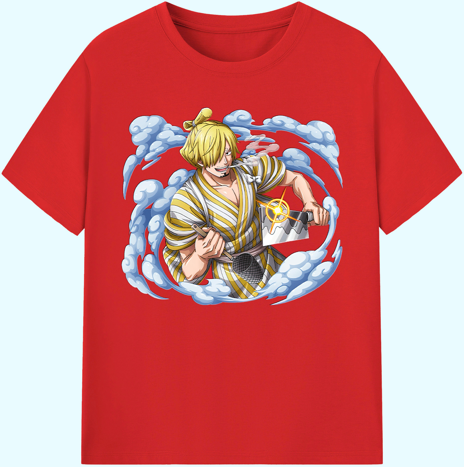 （画像用） ワンピース サンジ ONE PIECE Sanji 綿100％ メンズ半袖Tシャツ｜肌触りやわらか＆通気性