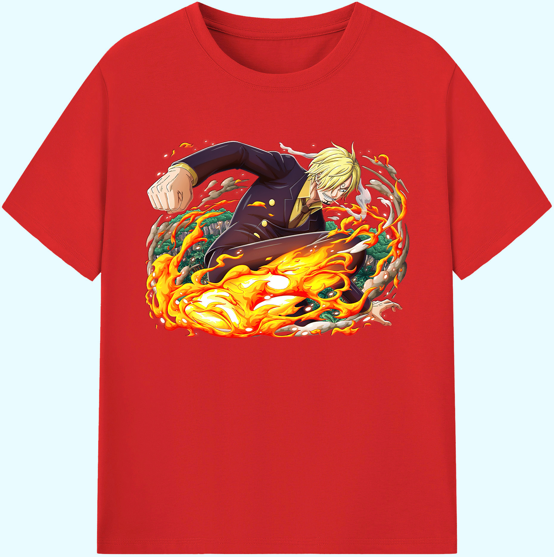 （画像用） ワンピース サンジ ONE PIECE Sanji 綿100％ メンズ半袖Tシャツ｜肌触りやわらか＆通気性
