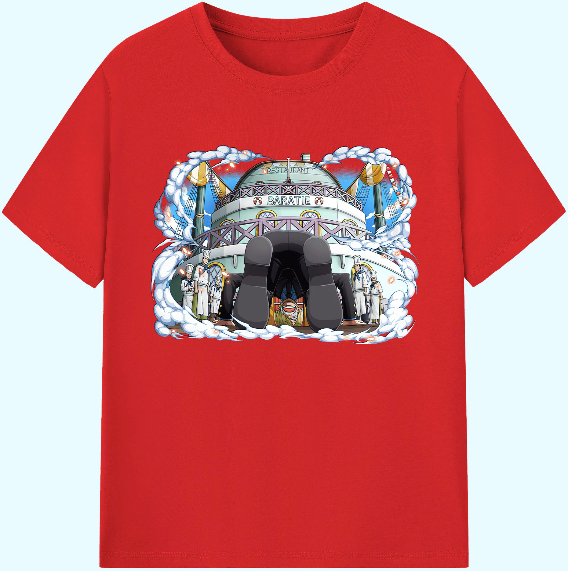 （画像用） ワンピース サンジ ONE PIECE Sanji 綿100％ メンズ半袖Tシャツ｜肌触りやわらか＆通気性