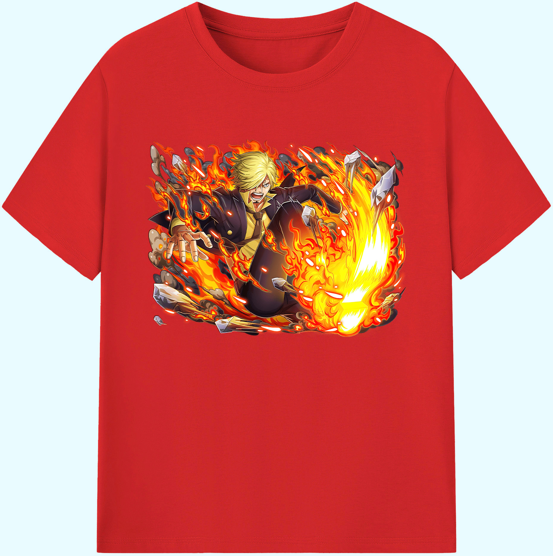 （画像用） ワンピース サンジ ONE PIECE Sanji 綿100％ メンズ半袖Tシャツ｜肌触りやわらか＆通気性